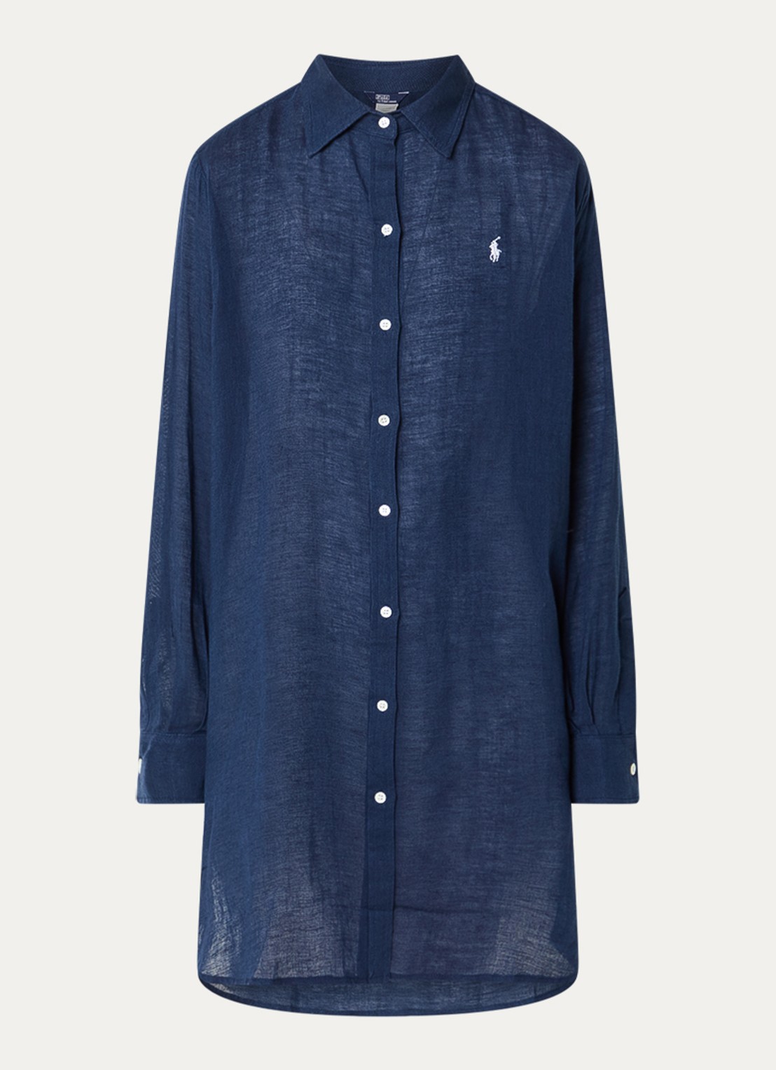Ralph Lauren Mini blousejurk van linnen - voorkant donkerblauw