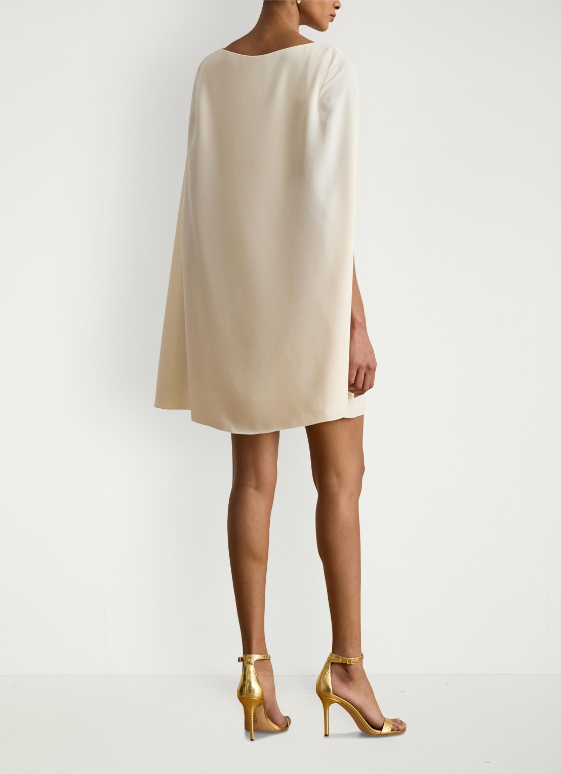 Ralph Lauren Mini jurk met cape en stretch - achterkant 2 creme