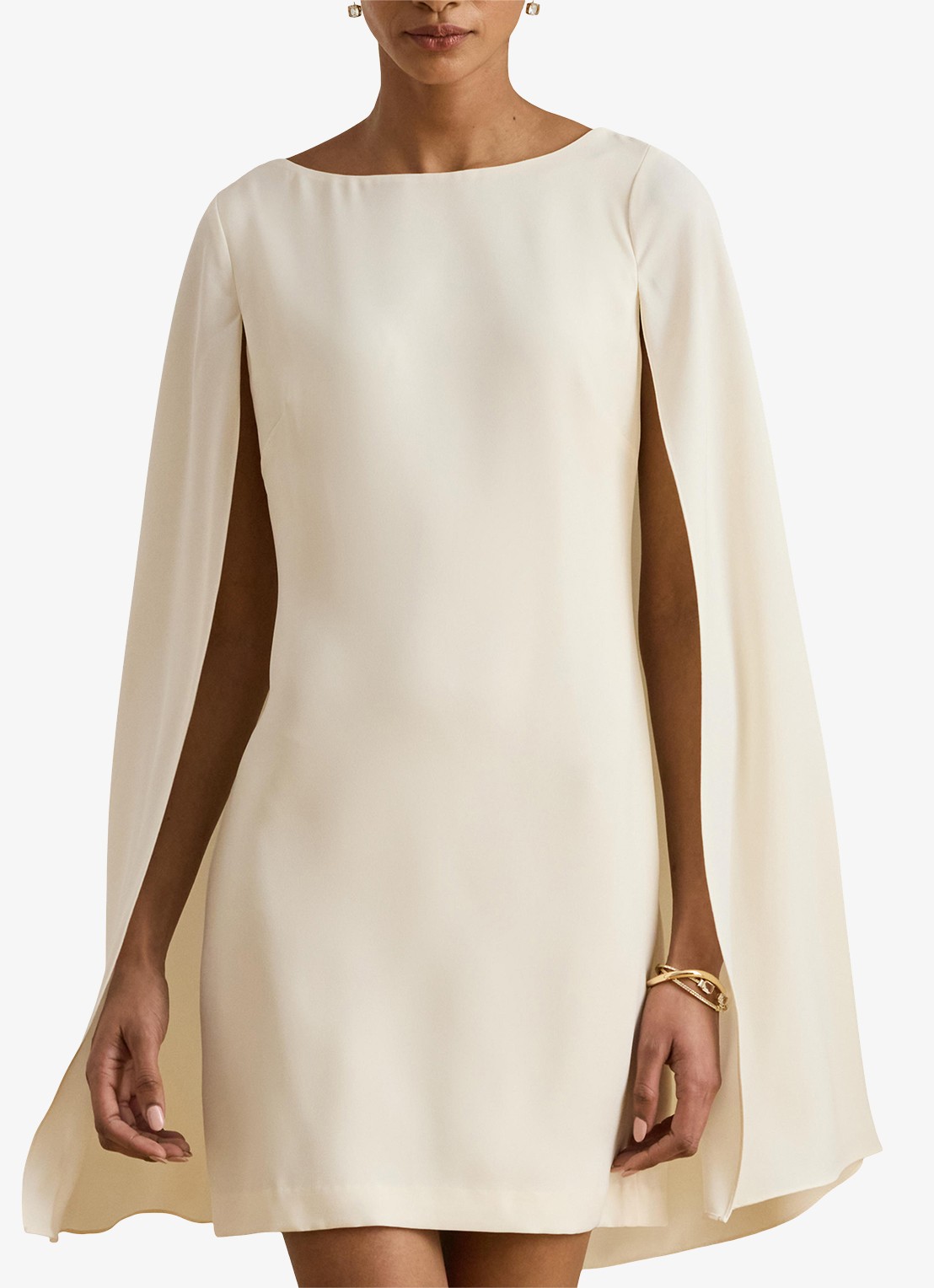 Ralph Lauren Mini jurk met cape en stretch - detail 8 creme