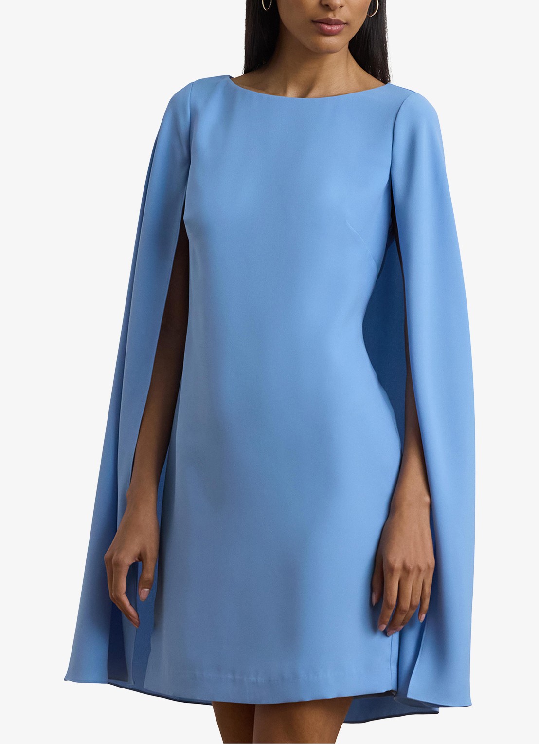 Ralph Lauren Mini jurk met cape en stretch - detail sky blue / lichtblauw