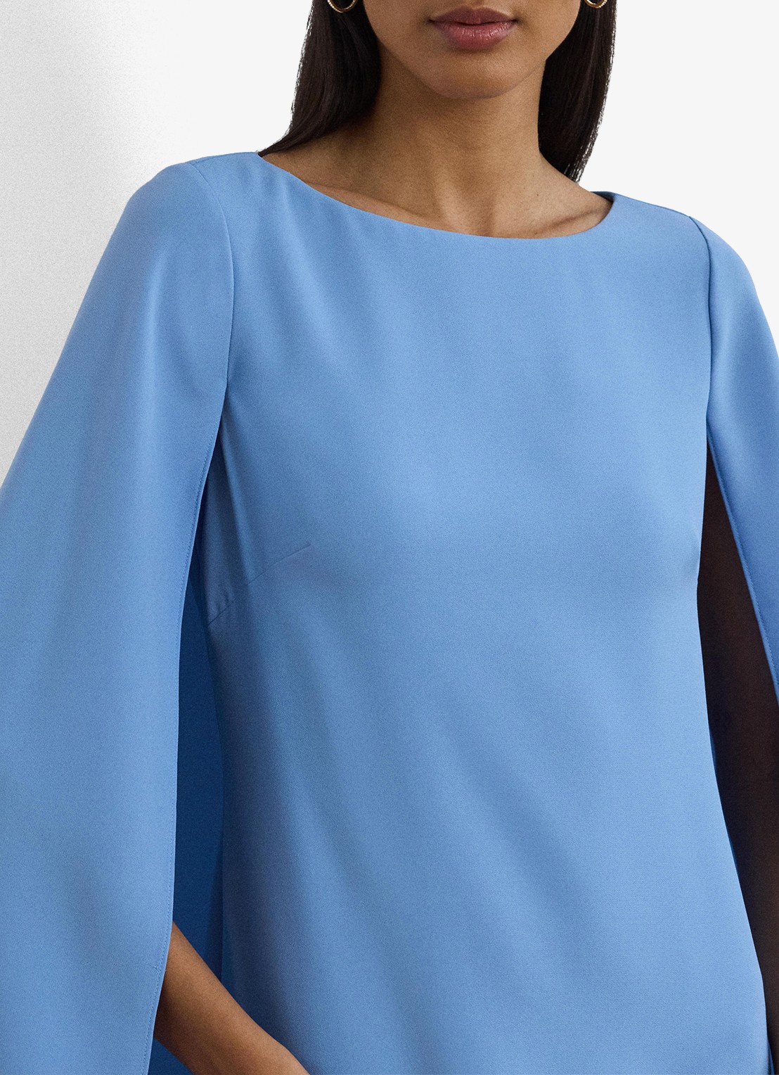 Ralph Lauren Mini jurk met cape en stretch - detail 2 sky blue / lichtblauw