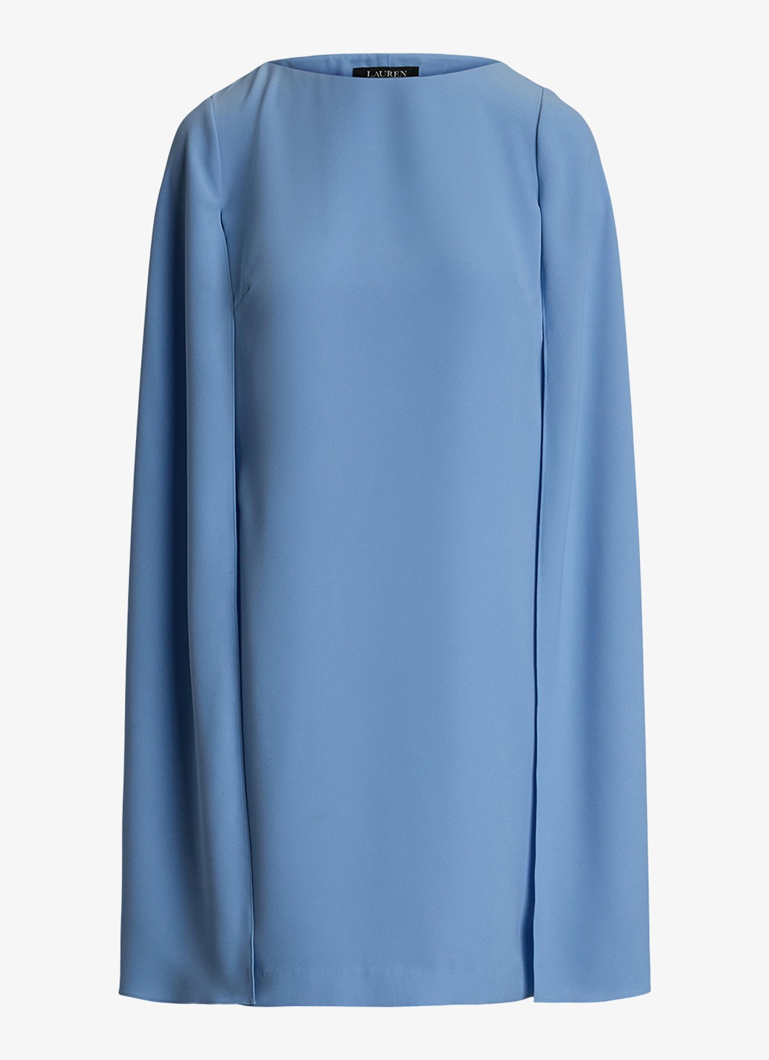 Ralph Lauren Mini jurk met cape en stretch - voorkant 4 sky blue / lichtblauw