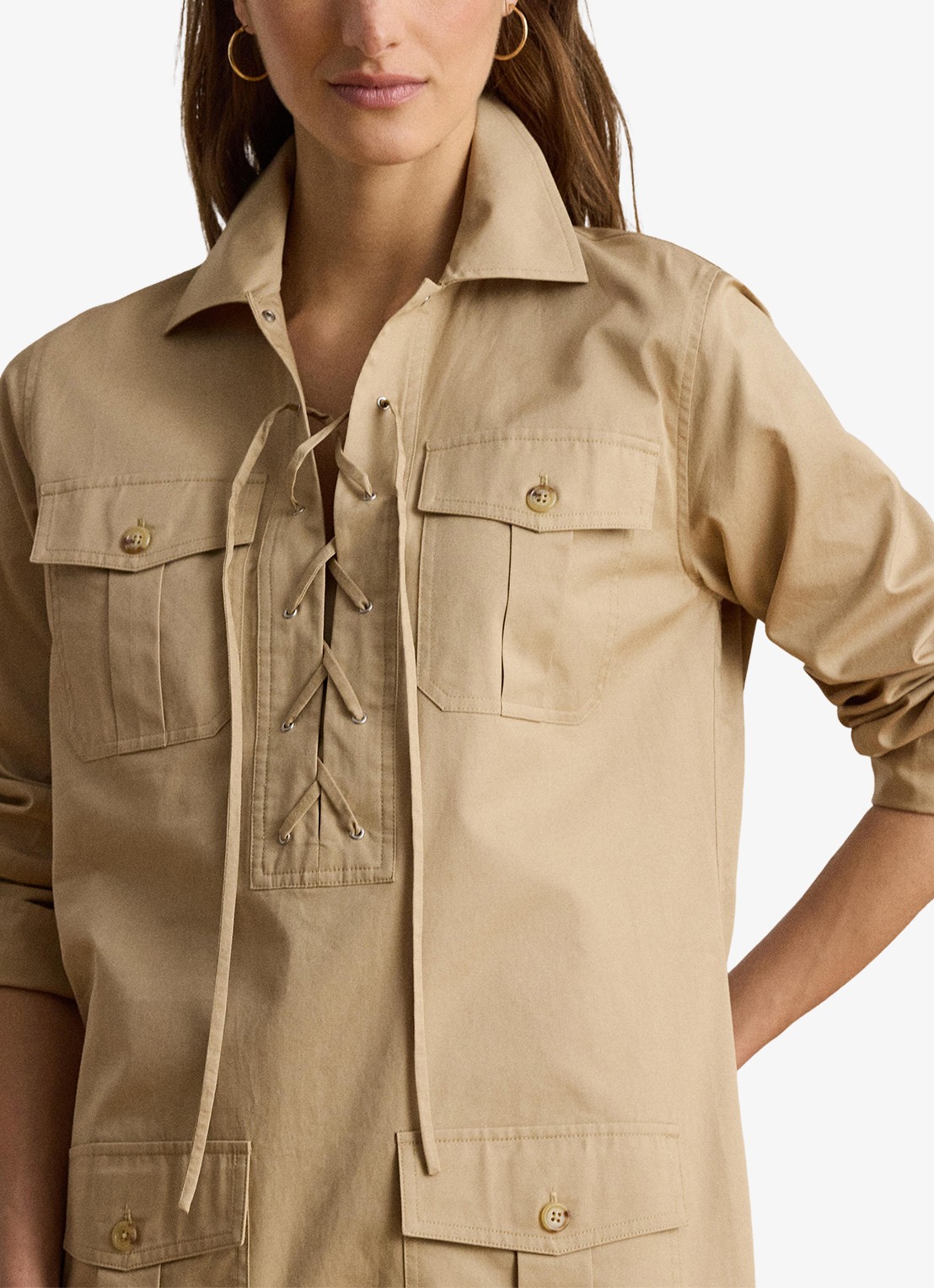 Ralph Lauren Mini tuniekjurk met opgestikte zakken - detail 3 birch tan / beige