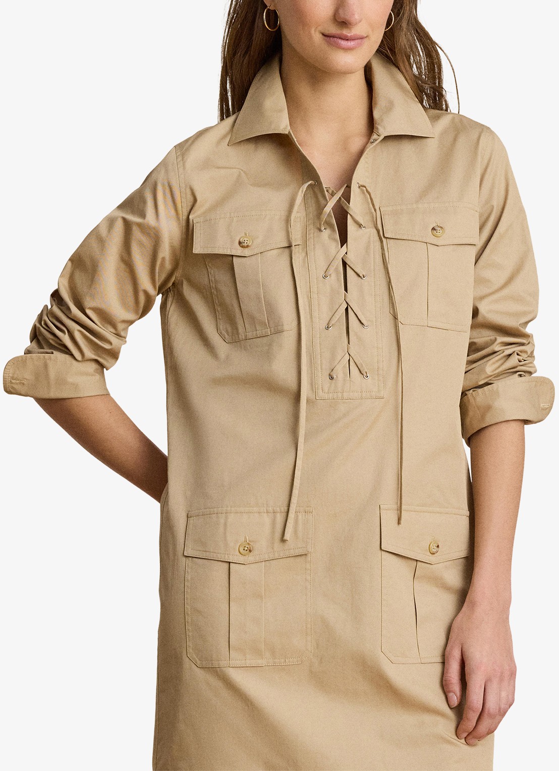 Ralph Lauren Mini tuniekjurk met opgestikte zakken - detail 4 birch tan / beige