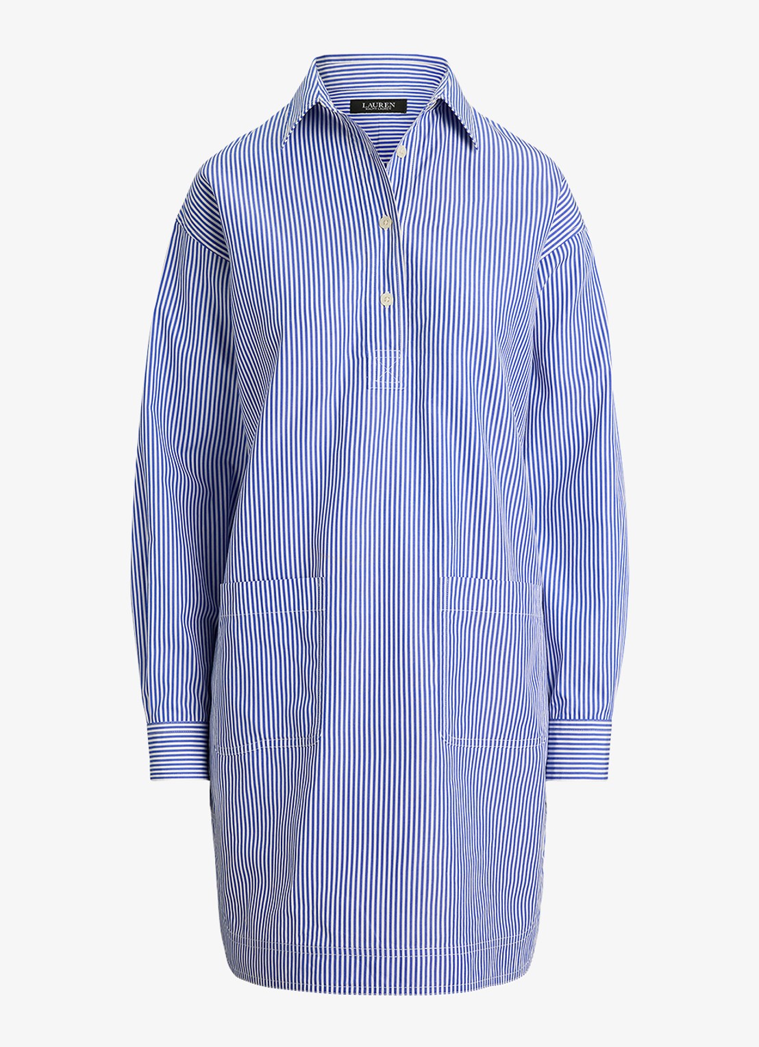 Ralph Lauren Mini tuniekjurk met streepprint - voorkant blue white 2wdc / blauw