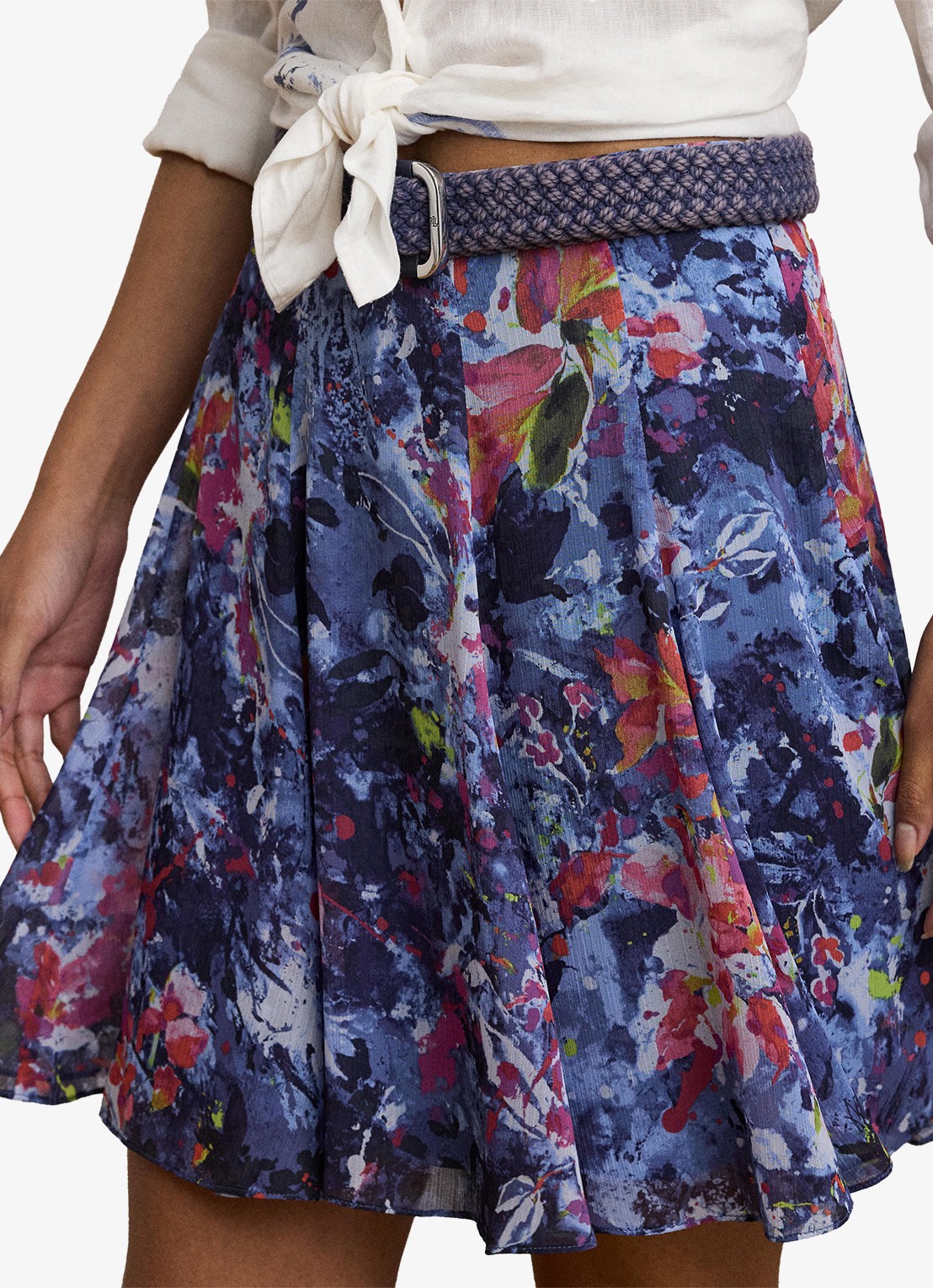 Ralph Lauren Minirok met plooidetail en print - detail 3 blauw