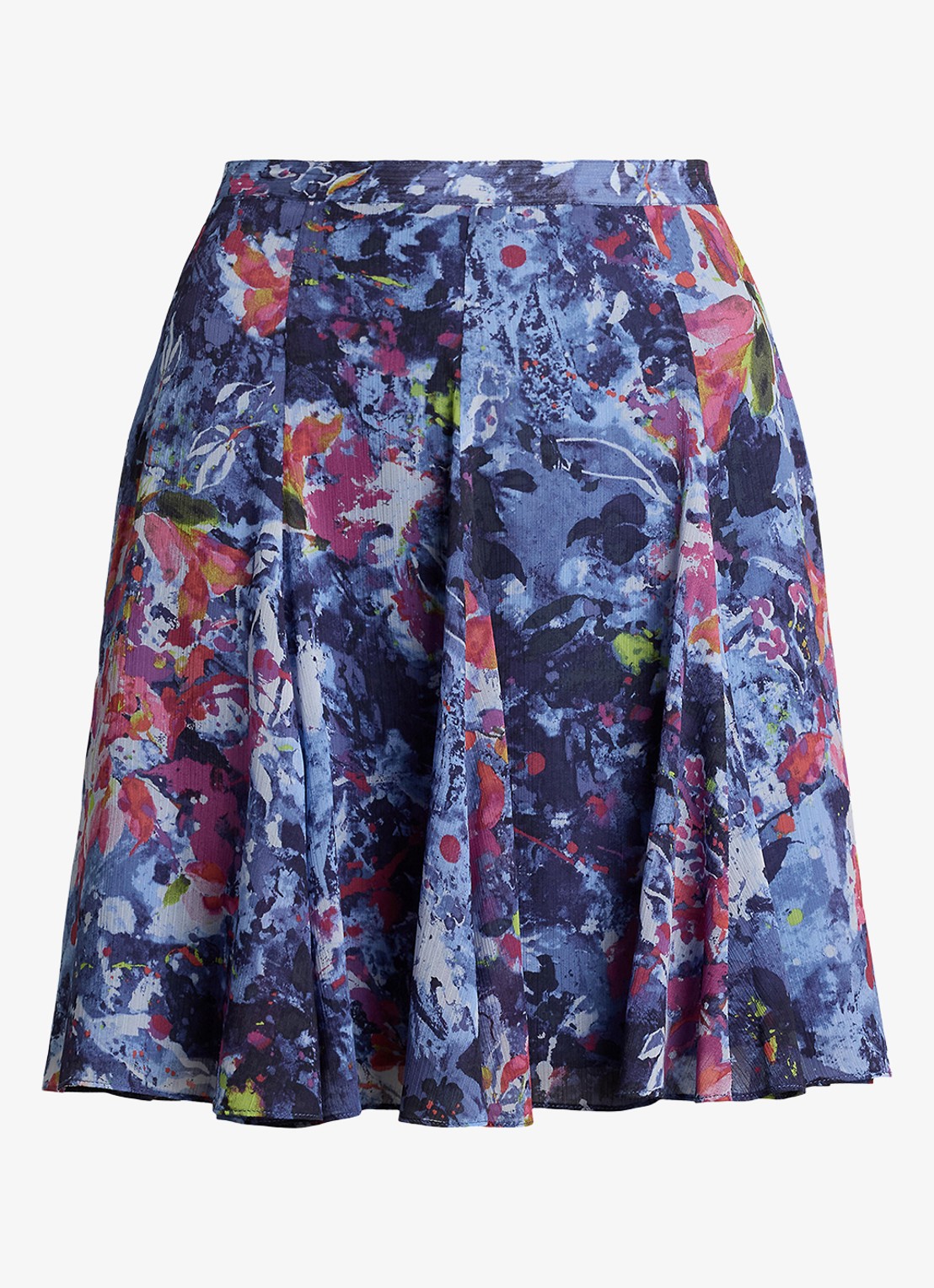 Ralph Lauren Minirok met plooidetail en print - voorkant 4 blauw