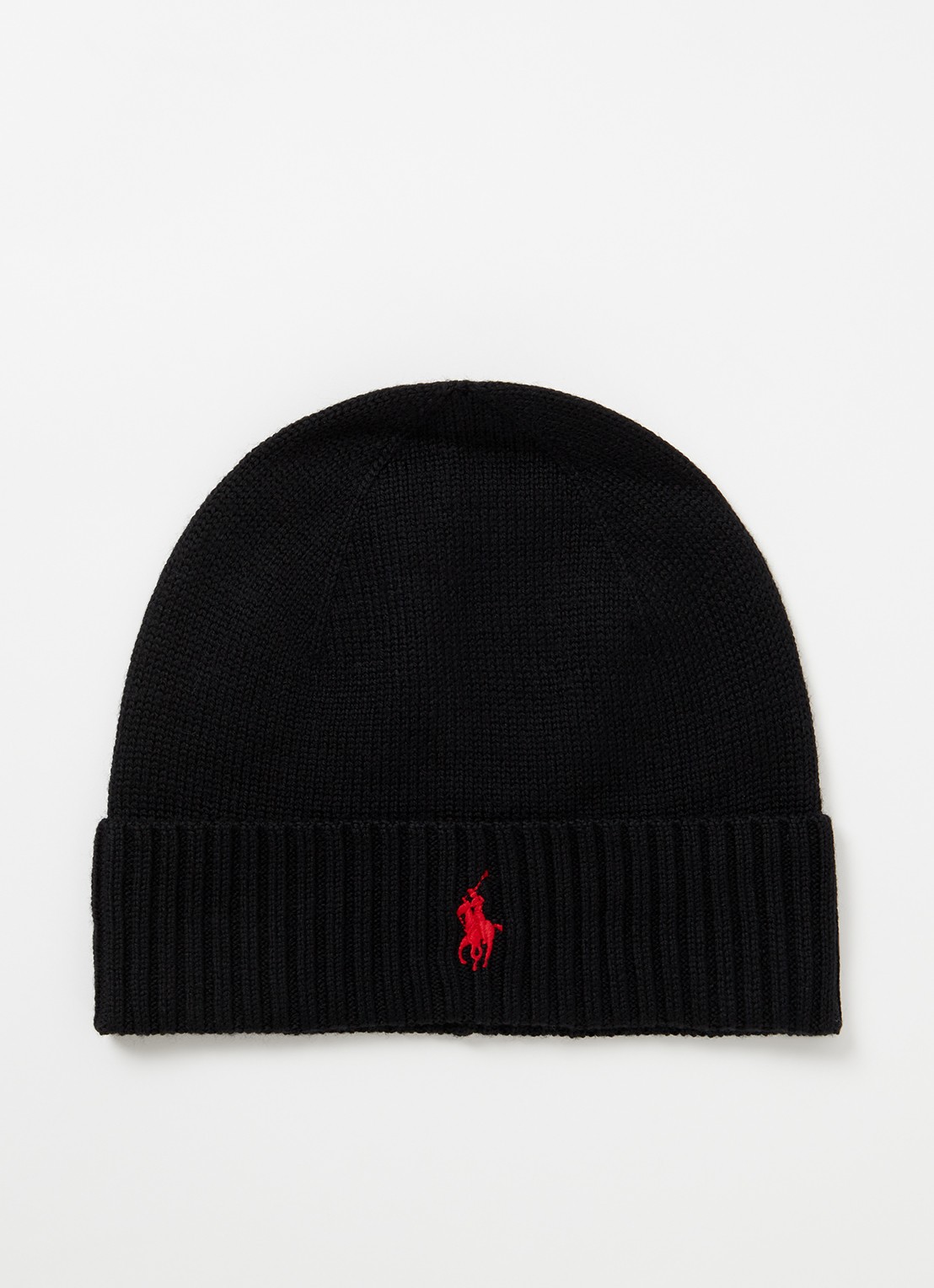 Ralph Lauren Muts van wol met logoborduring - voorkant diepzwart