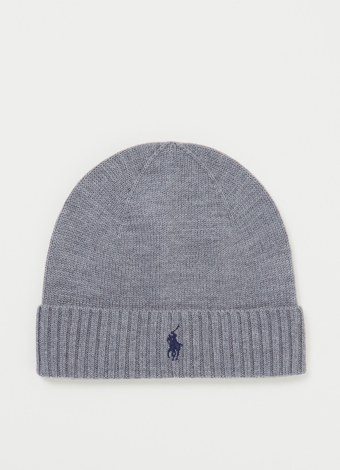 Ralph Lauren Muts van wol met logoborduring - voorkant grijs