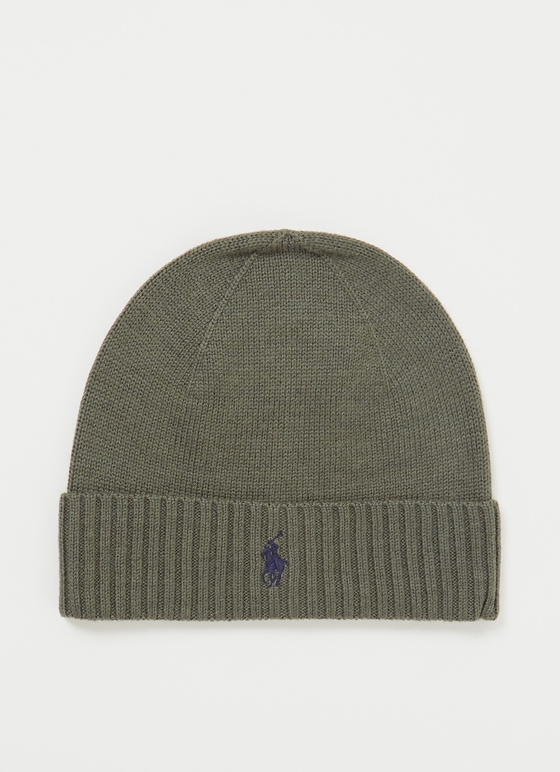 Ralph Lauren Muts van wol met logoborduring - voorkant bronsgroen