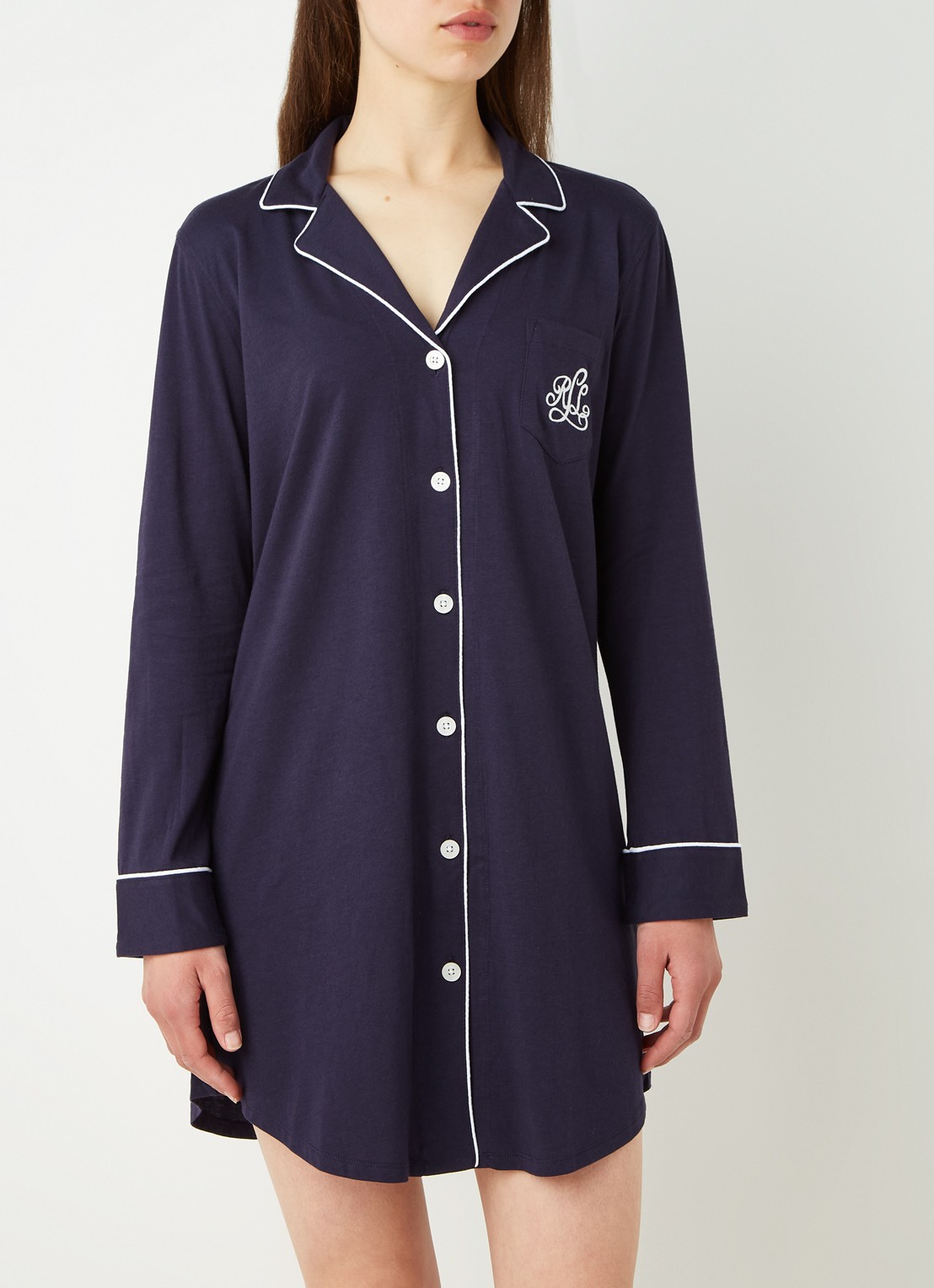 Ralph Lauren Nachthemd met logoborduring - detail 4 donkerblauw