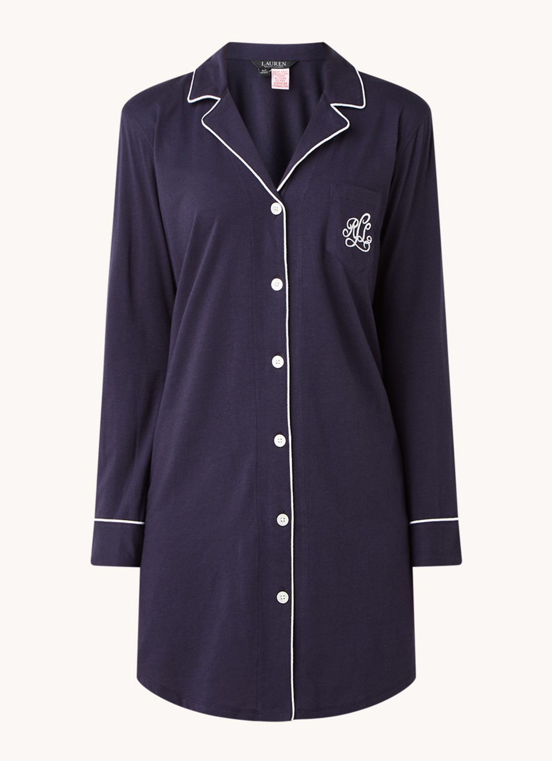Ralph Lauren Nachthemd met logoborduring - voorkant 2 donkerblauw