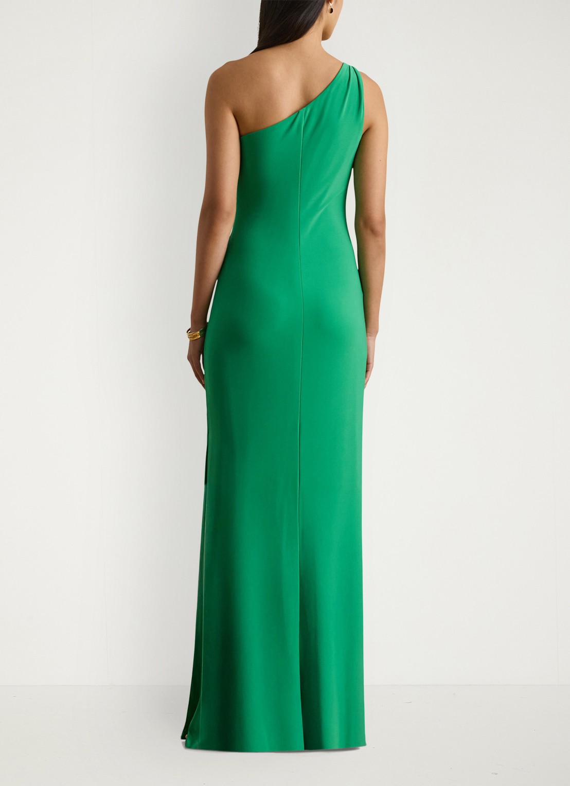 Ralph Lauren Off-shoulder maxi jurk met kettingdetail en split - achterkant 5 stem / groen
