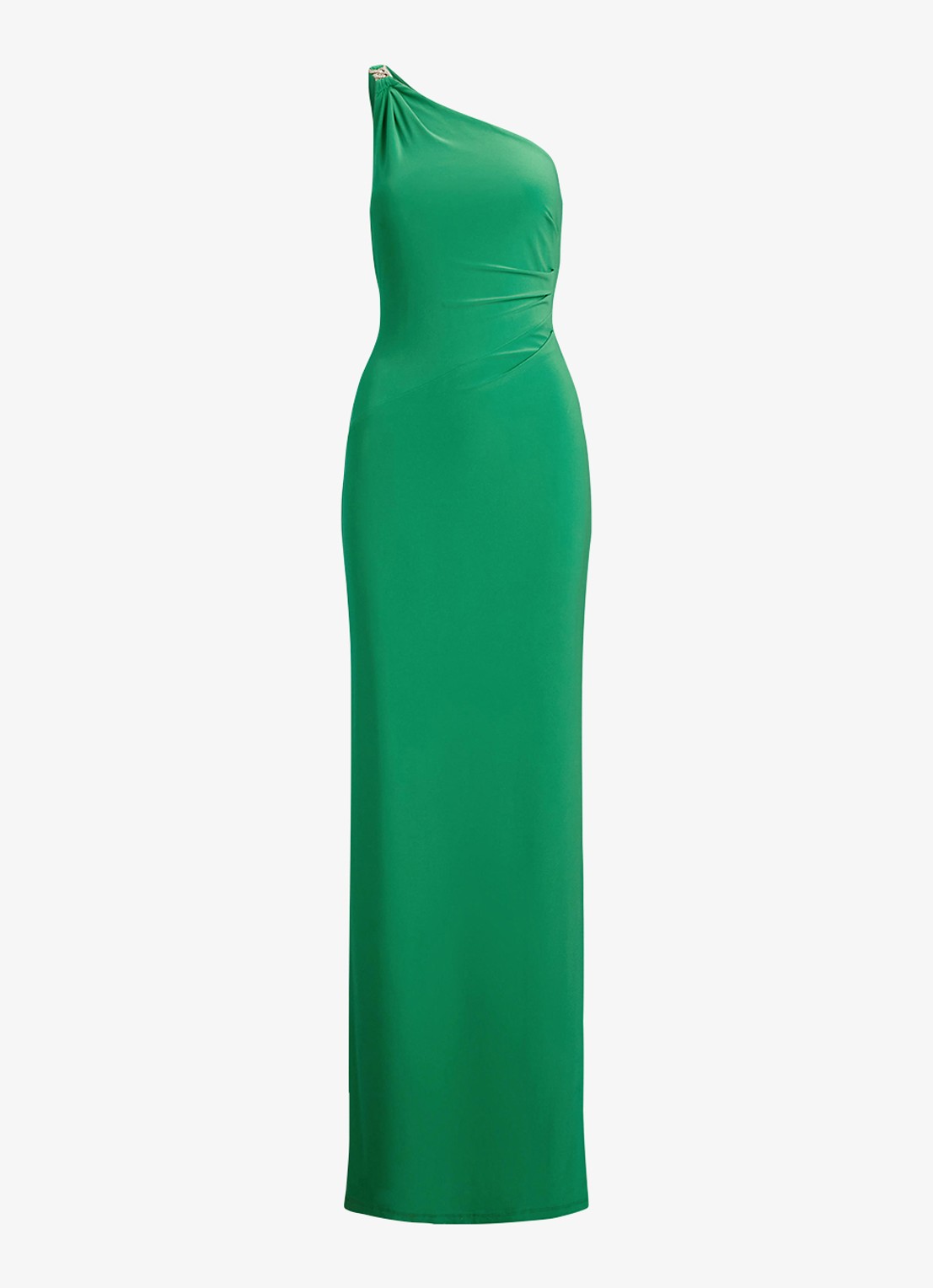 Ralph Lauren Off-shoulder maxi jurk met kettingdetail en split - voorkant stem / groen