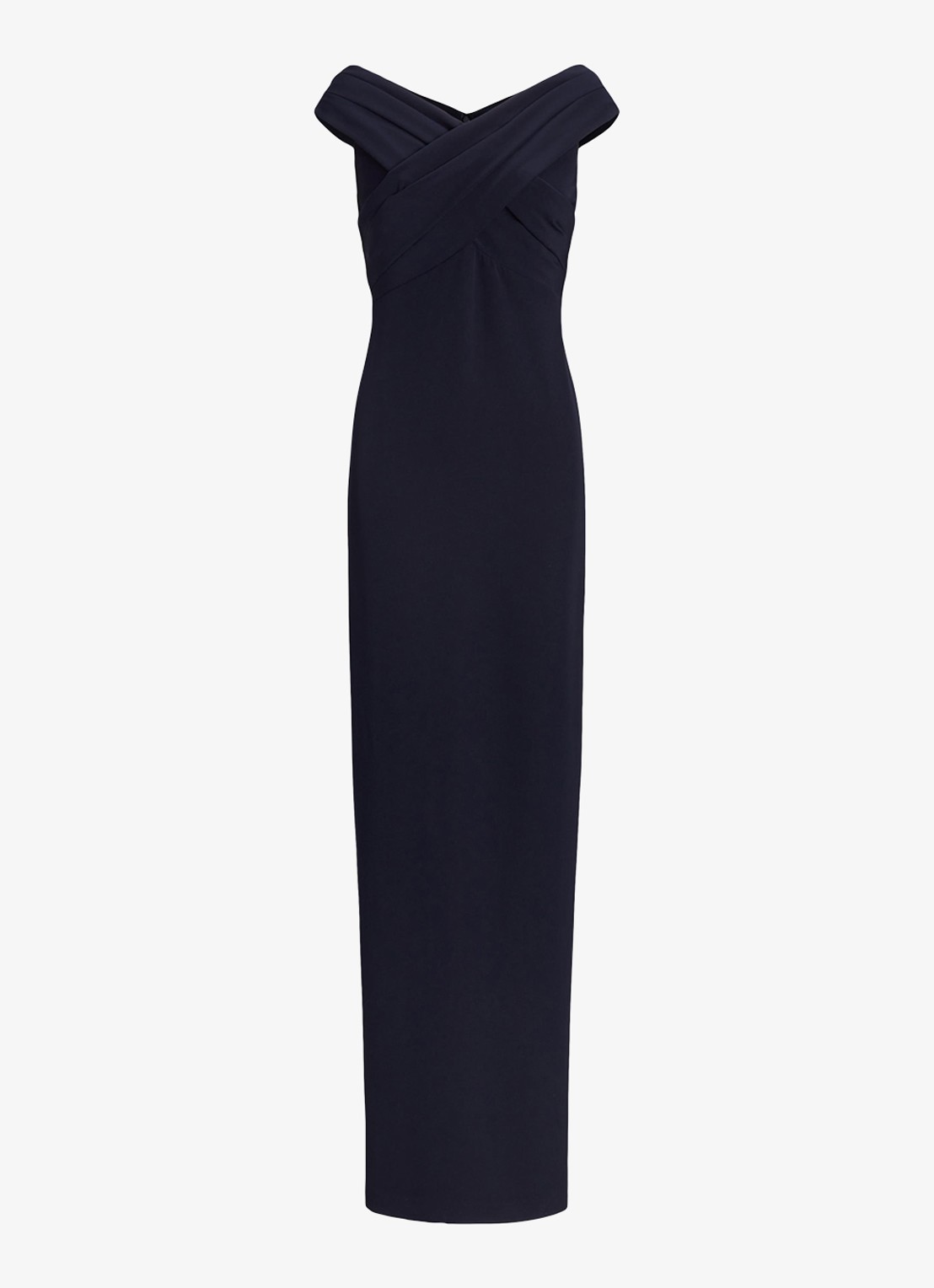 Ralph Lauren Off-shoulder maxi jurk met split - voorkant 4 lighthouse navy / donkerblauw