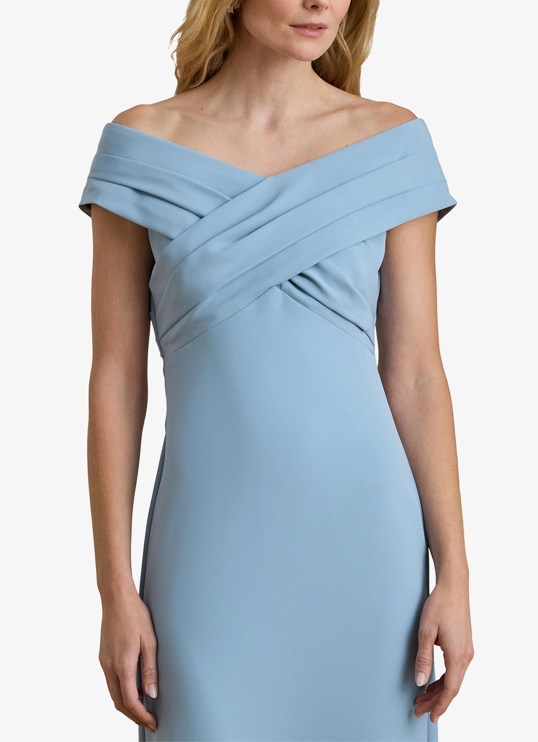 Ralph Lauren Off-shoulder maxi jurk met split - detail 2 blue note / blauw