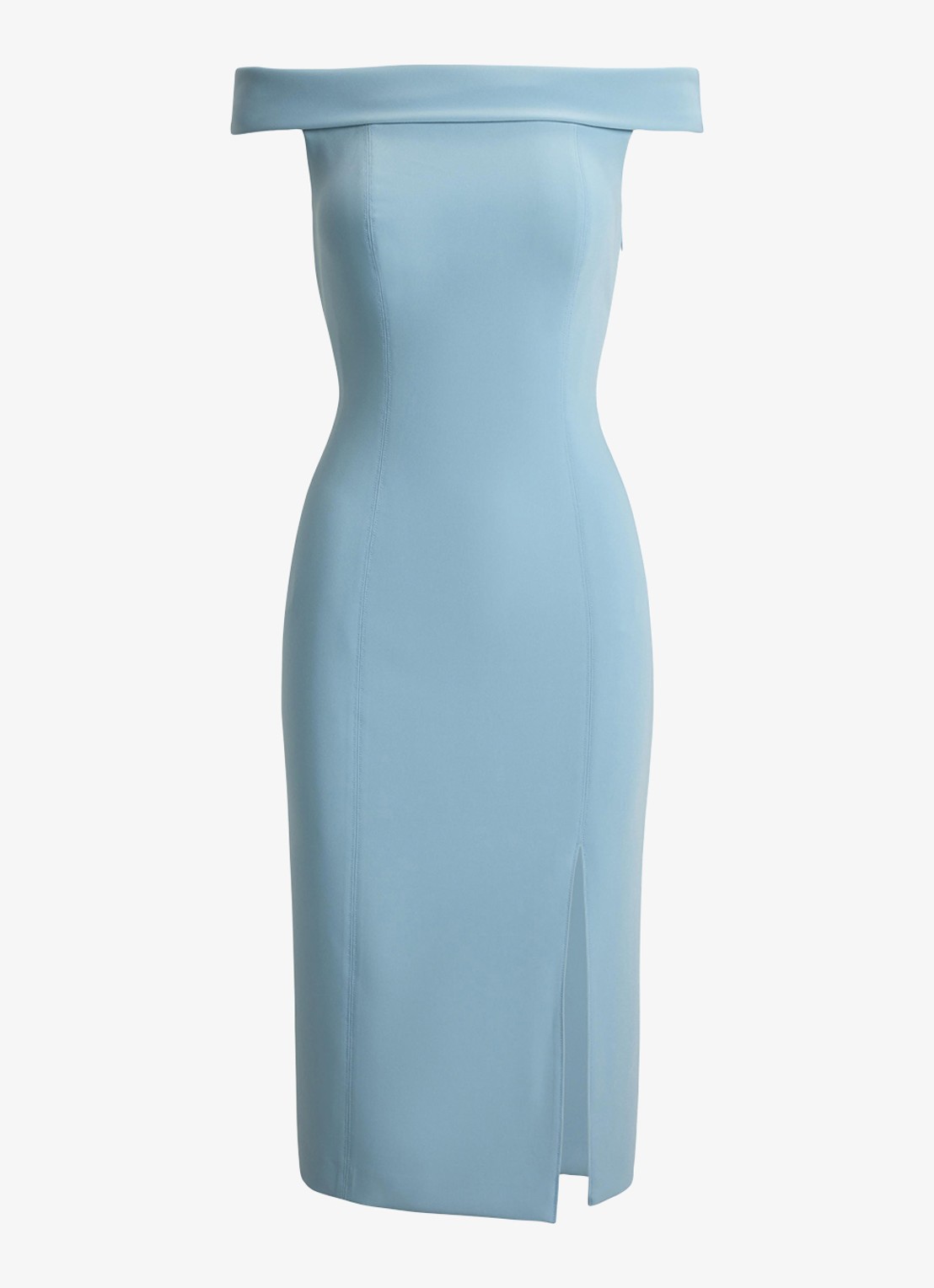 Ralph Lauren Off-shoulder midi jurk met split - voorkant 2 blue note / blauw