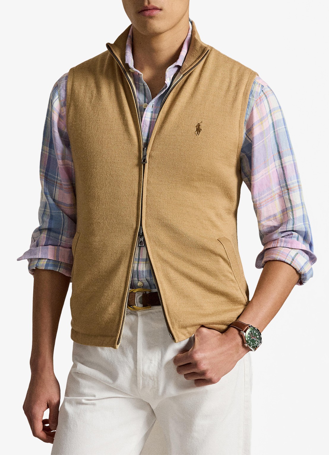 Ralph Lauren Omkeerbare bodywarmer in wolblend - detail 4 bruin