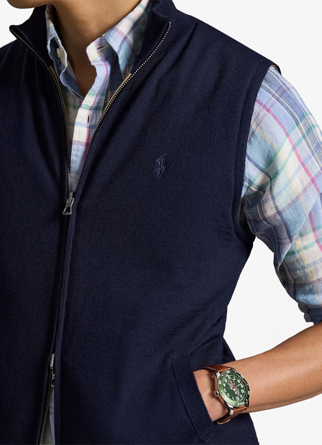 Ralph Lauren Omkeerbare bodywarmer in wolblend - detail 3 donkerblauw