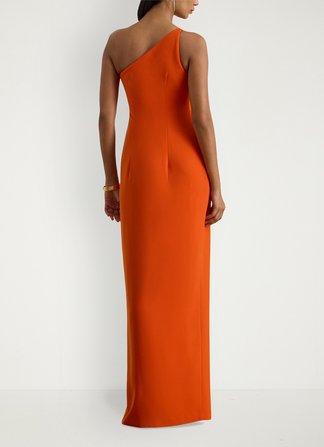 Ralph Lauren One shoulder maxi jurk met split - achterkant 4 orange