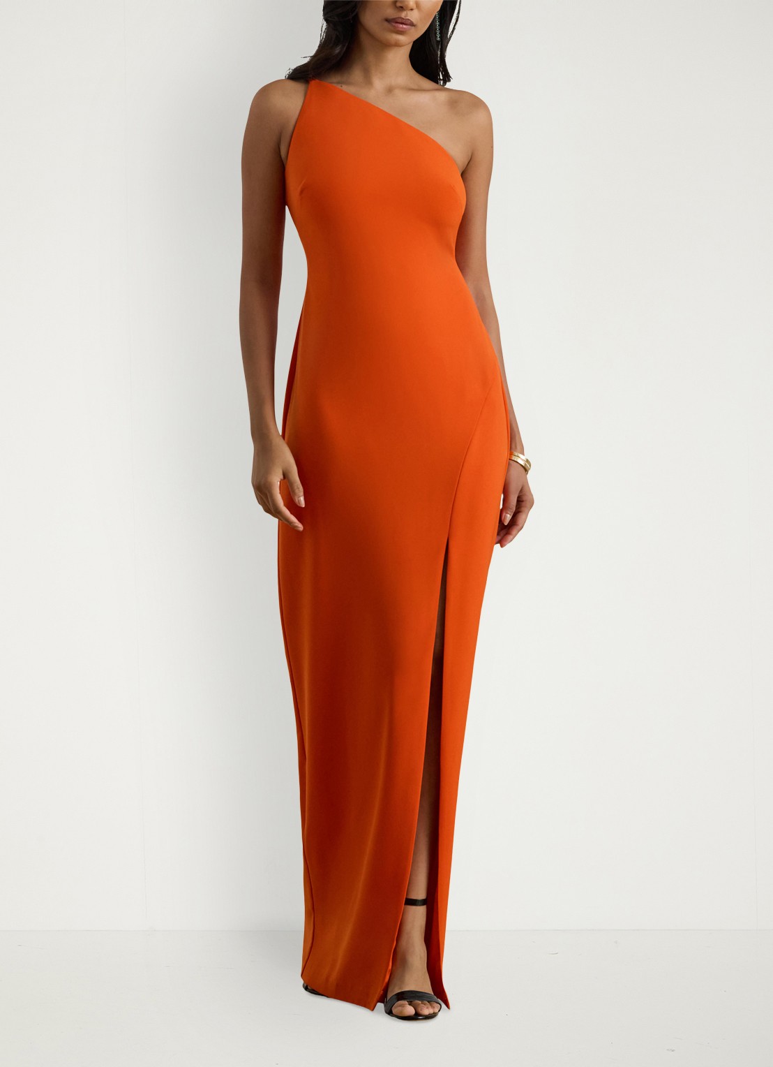 Ralph Lauren One shoulder maxi jurk met split - detail 2 orange