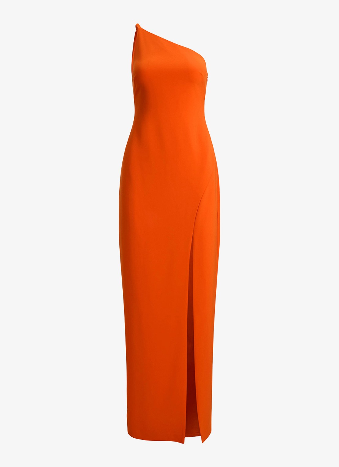 Ralph Lauren One shoulder maxi jurk met split - voorkant orange