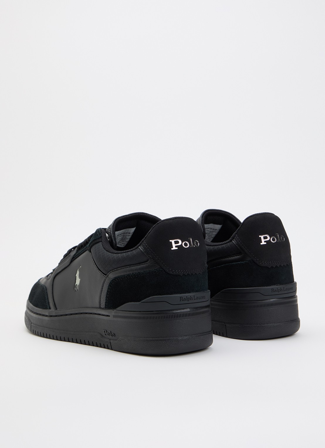 Ralph Lauren Open Masters sneaker van leer met logo - achterkant 2 zwart