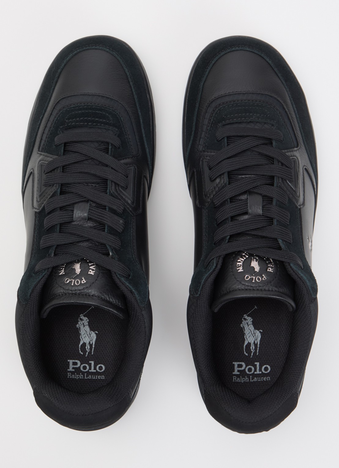 Ralph Lauren Open Masters sneaker van leer met logo - detail 4 zwart