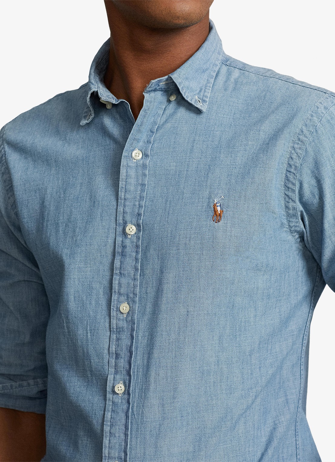 Ralph Lauren Overhemd met button down kraag - detail 2 chambray / blauw
