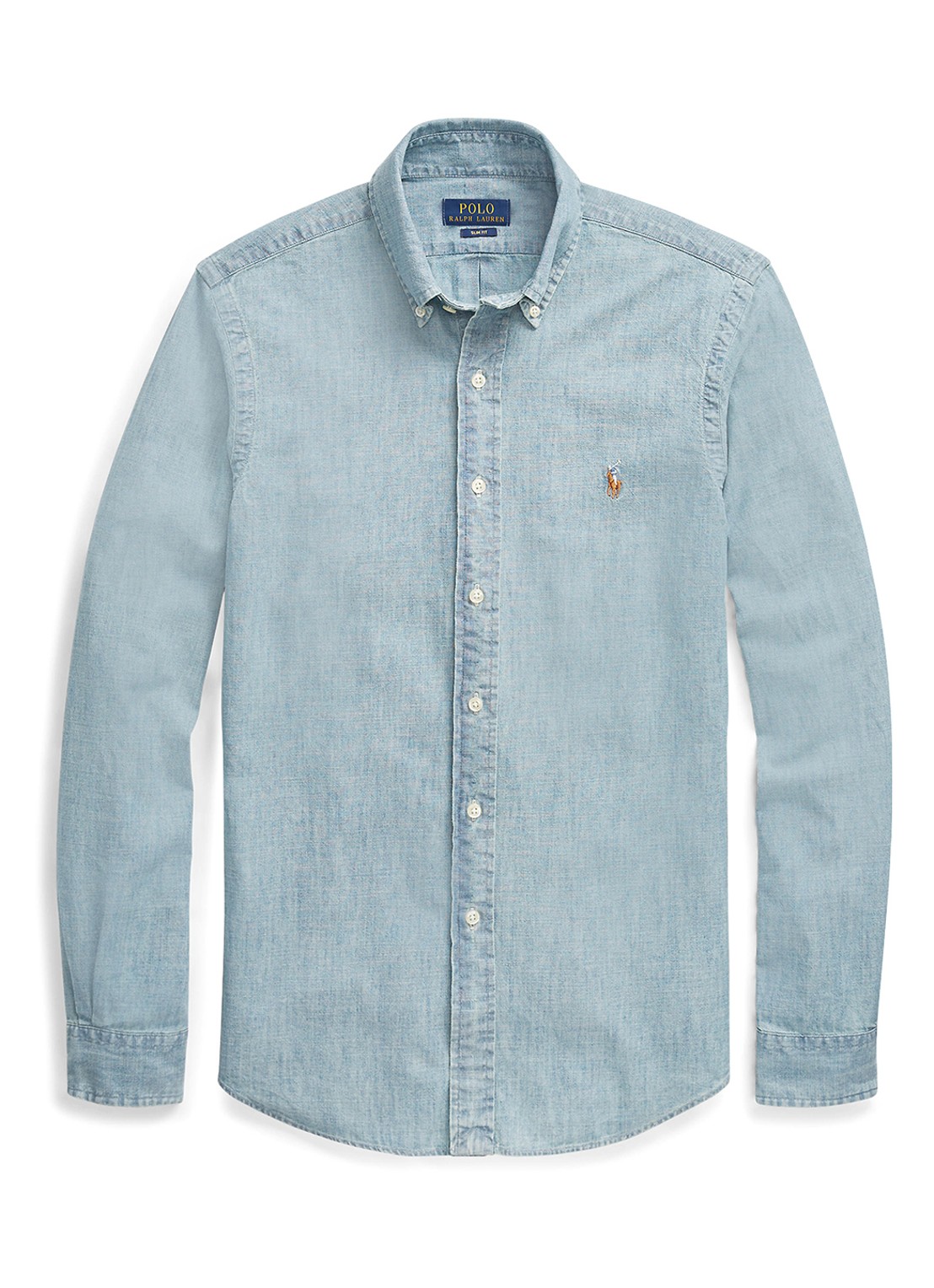 Ralph Lauren Overhemd met button down kraag - voorkant 4 chambray / blauw