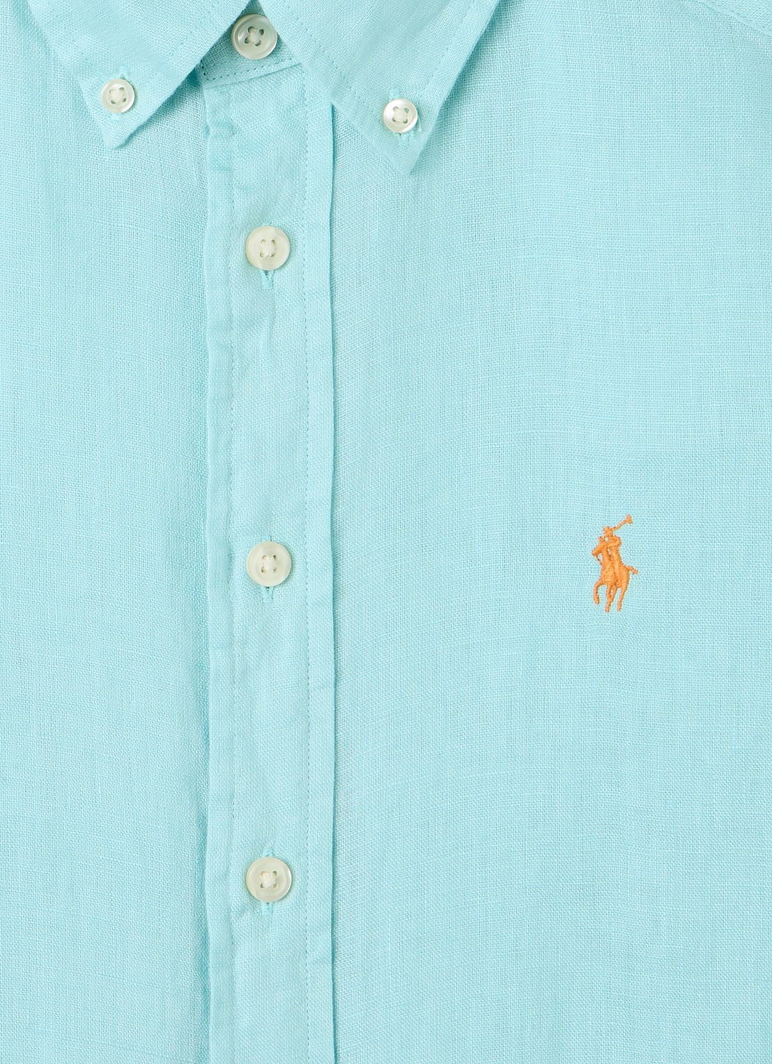 Ralph Lauren Overhemd met logoborduring - detail 3 aquablauw