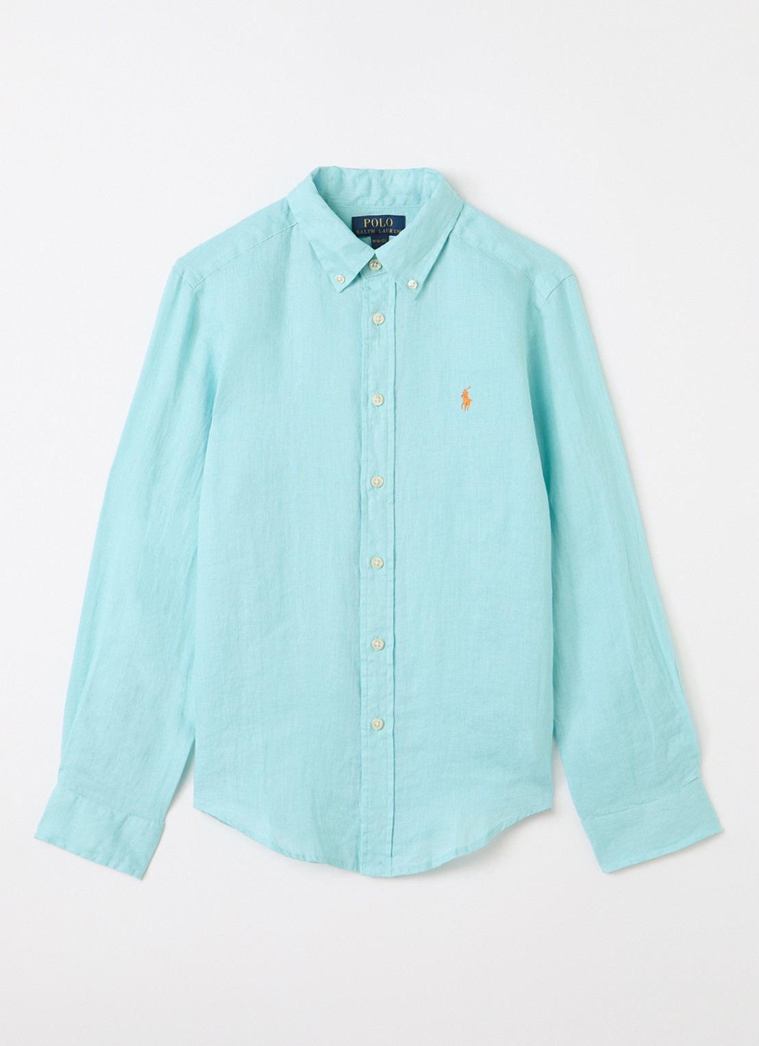 Ralph Lauren Overhemd met logoborduring - voorkant aquablauw