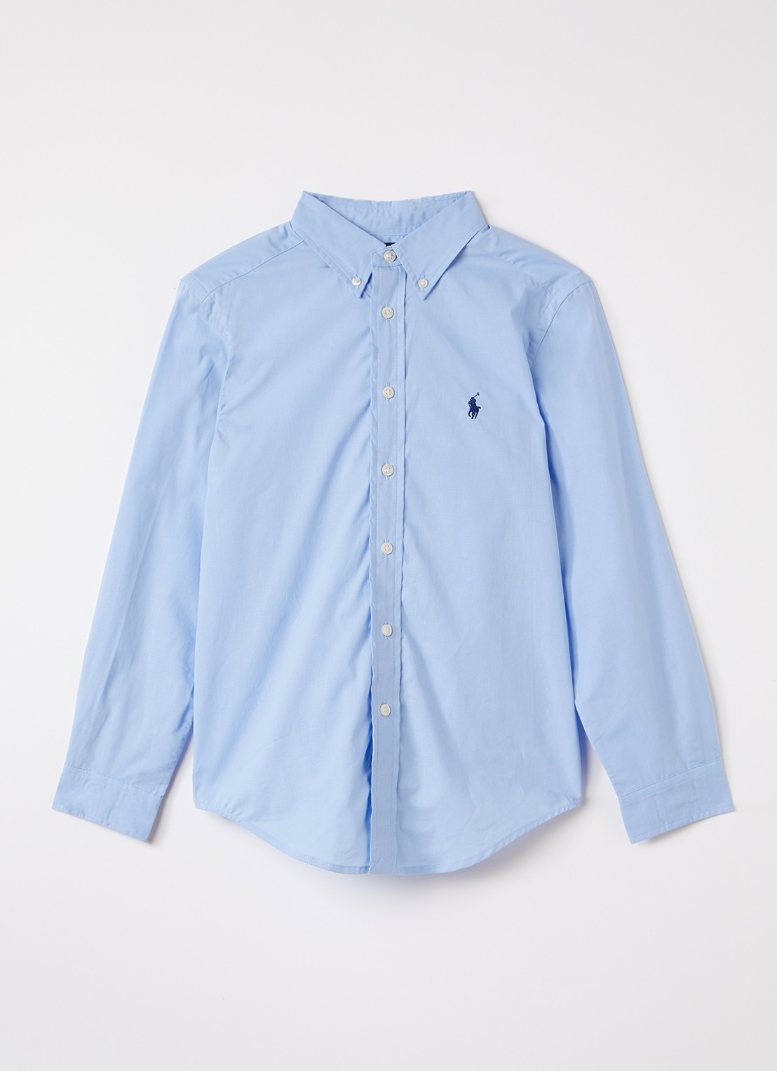 Ralph Lauren Overhemd met logoborduring - voorkant 2 staalblauw