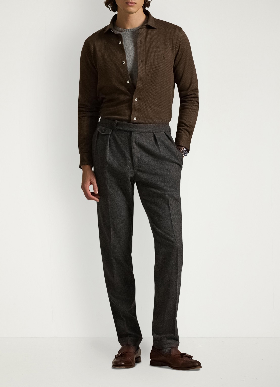 Ralph Lauren Overhemd met logoborduring - voorkant 4 bruin