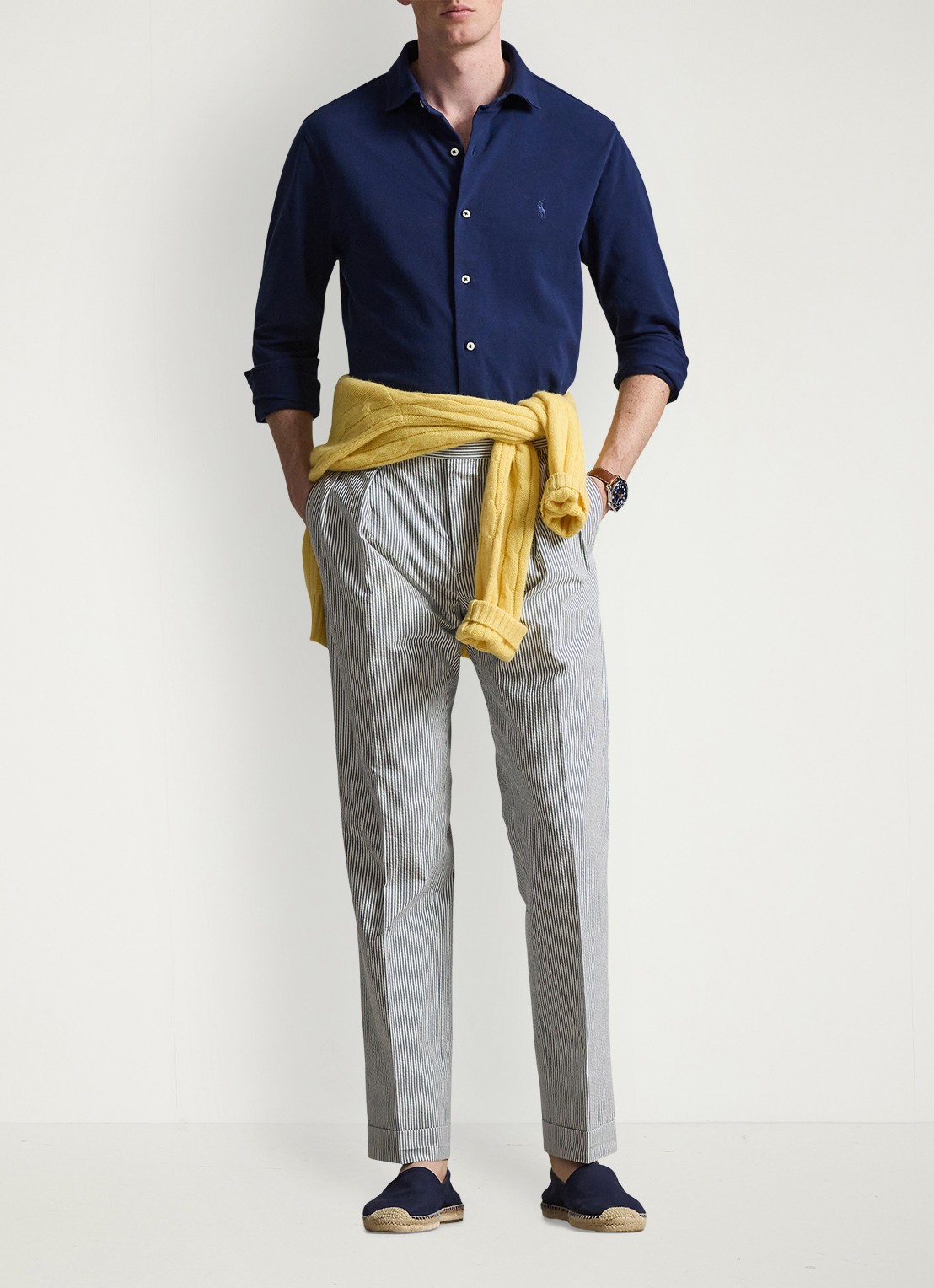 Ralph Lauren Overhemd met logoborduring - voorkant 2 dark cobalt / donkerblauw