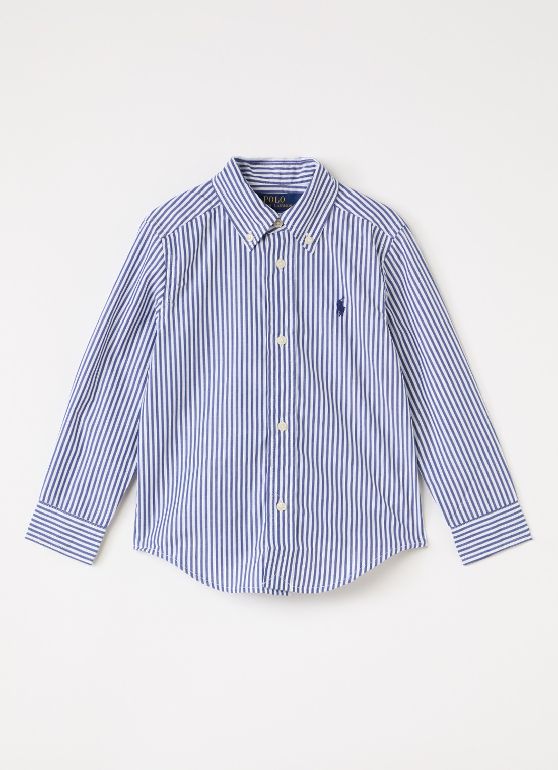 Ralph Lauren Overhemd met streepprint en logoborduring - voorkant indigo