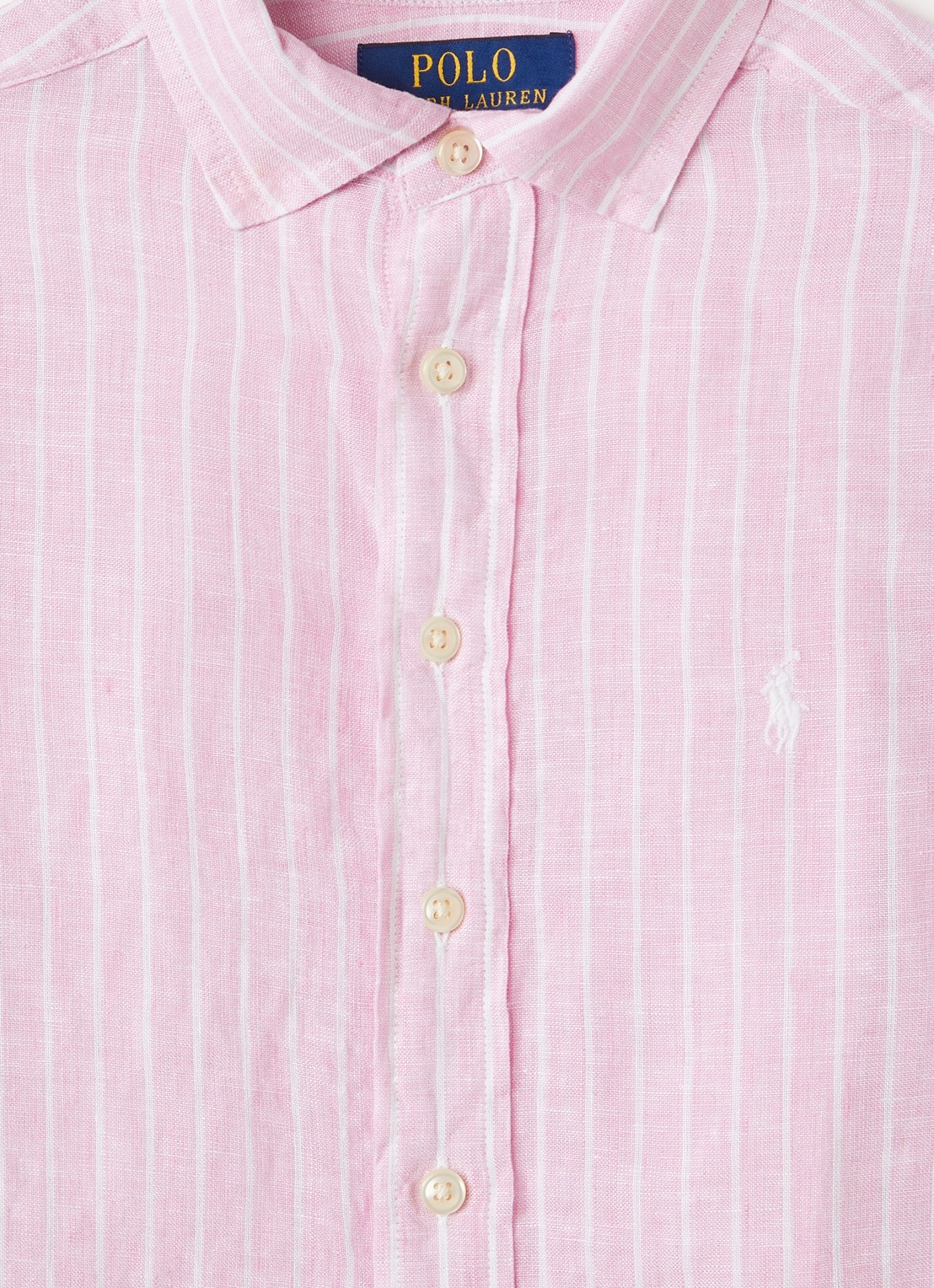 Ralph Lauren Overhemd van linnen met streepprint - detail roze