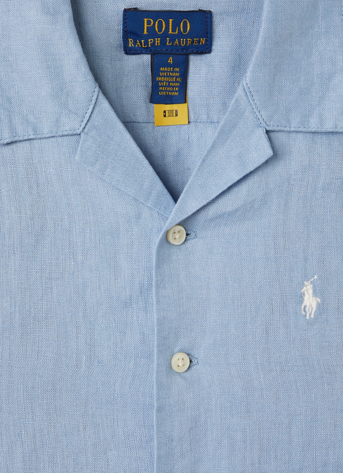 Ralph Lauren Overhemd van linnen  - detail staalblauw
