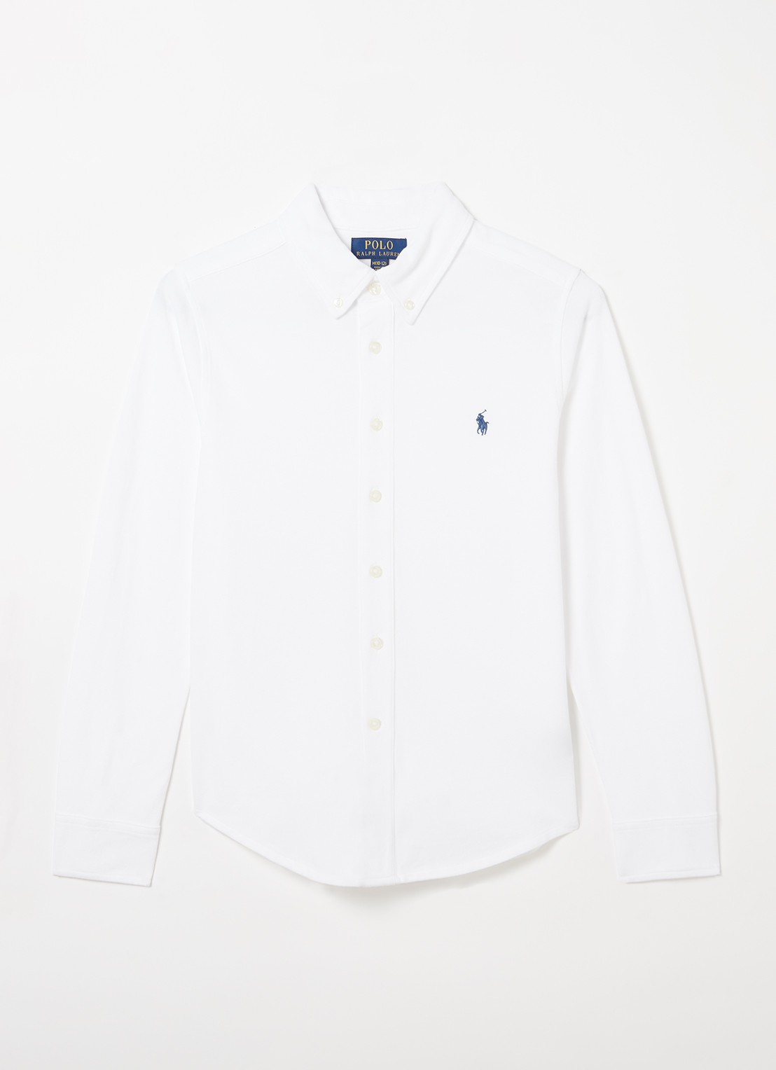 Ralph Lauren Overhemd van piqué katoen met logoborduring - voorkant 2 wit