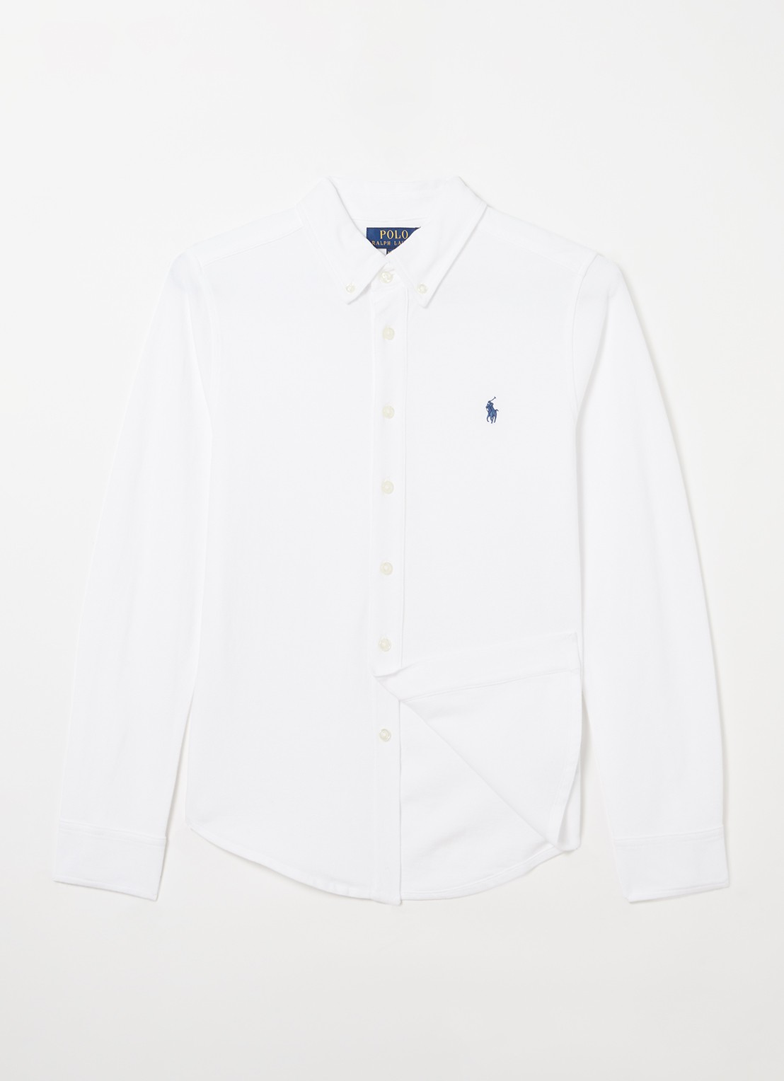 Ralph Lauren Overhemd van piqué katoen met logoborduring - voorkant 3 wit