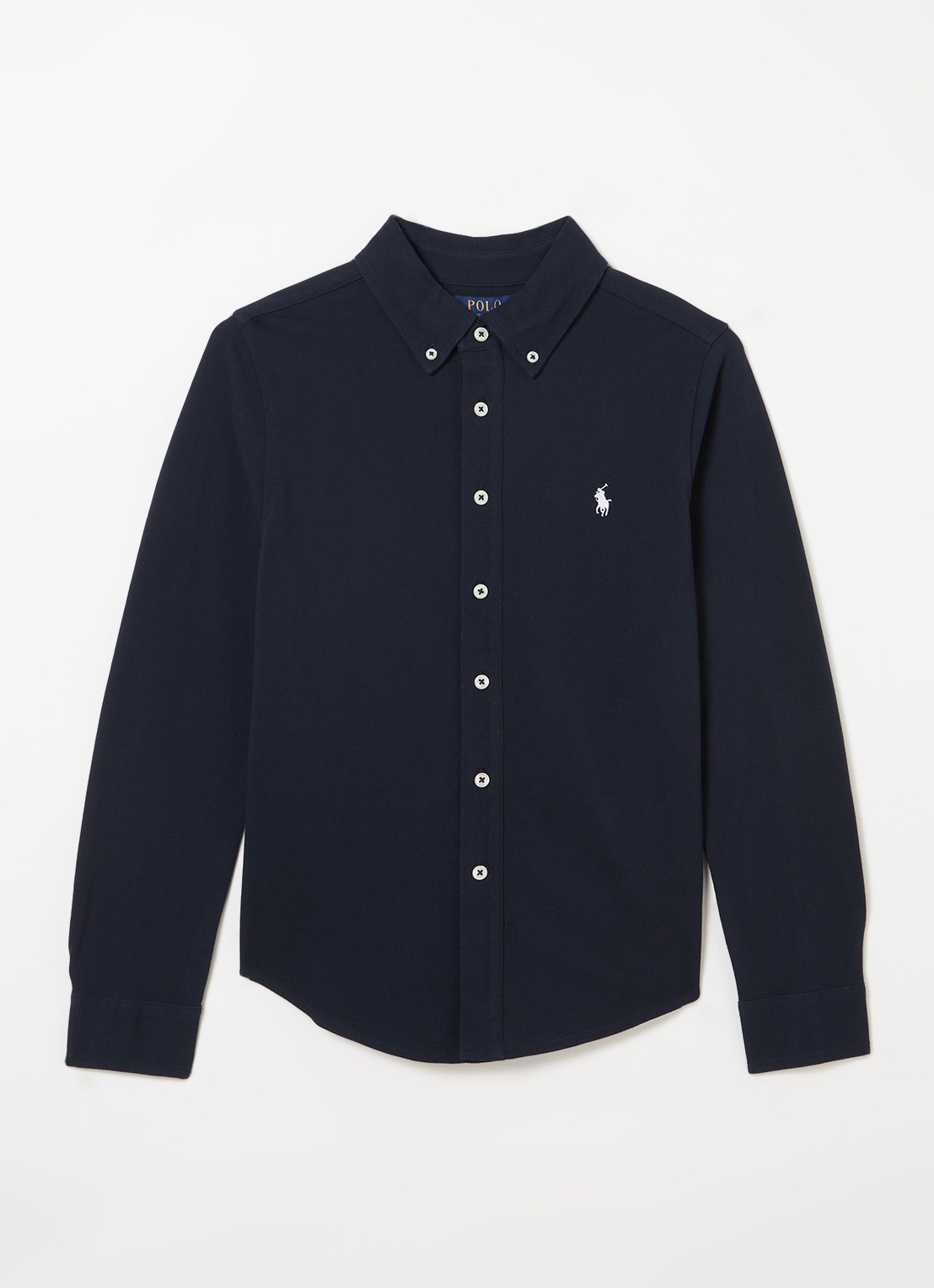 Ralph Lauren Overhemd van piqué katoen met logoborduring - voorkant donkerblauw