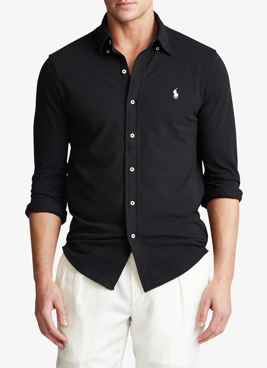 Ralph Lauren Overhemd van piqué katoen - detail 4 polo black / zwart