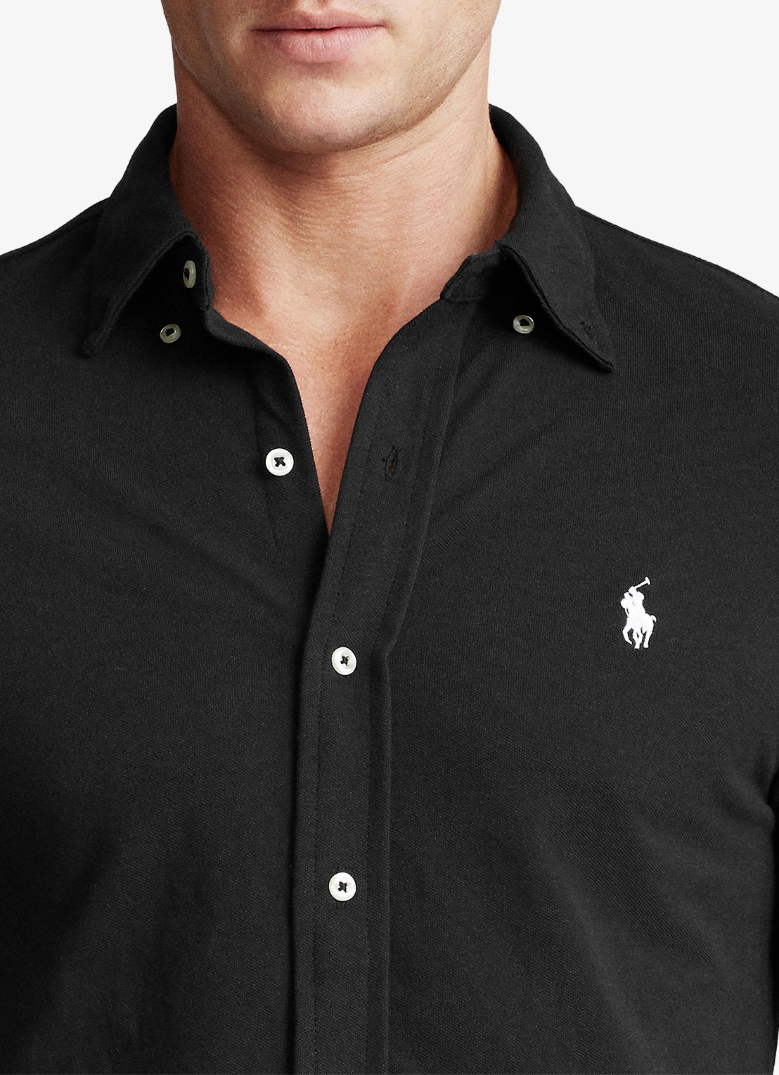Ralph Lauren Overhemd van piqué katoen - detail 5 polo black / zwart