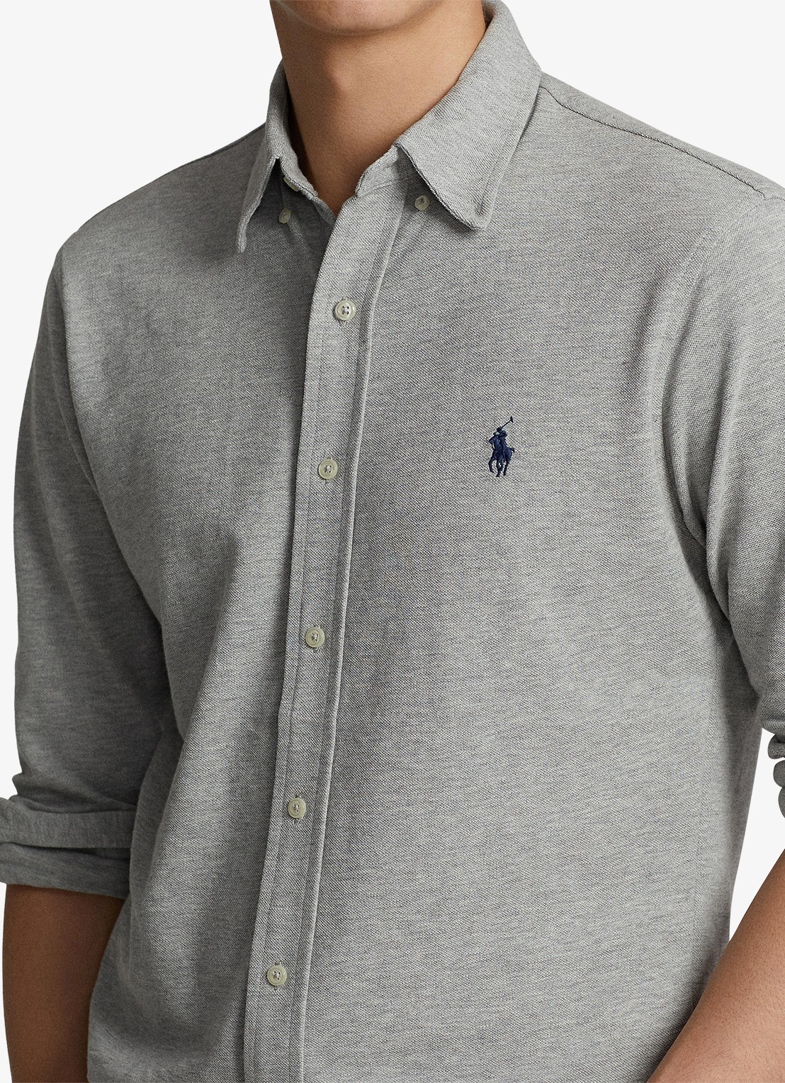 Ralph Lauren Overhemd van piqué katoen - detail 2 andover heather / grijs