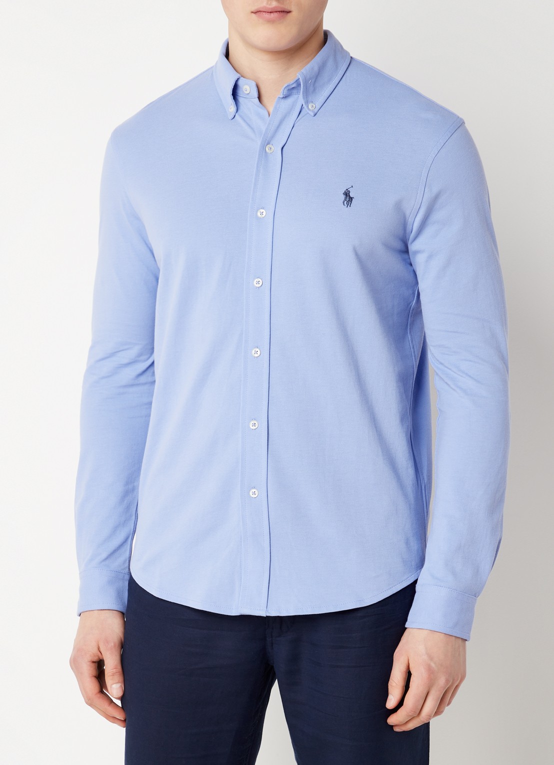 Ralph Lauren Overhemd van piqué katoen - detail lafayette blue / blauw