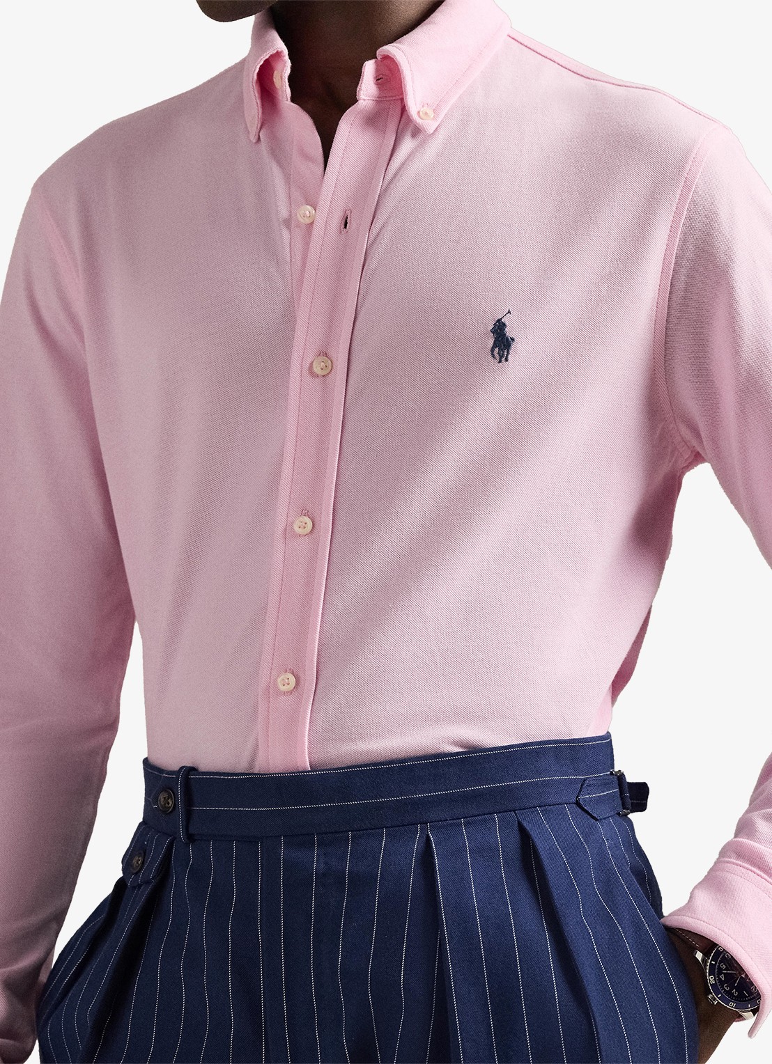Ralph Lauren Overhemd van piqué katoen - detail 3 caramel pink c7952-3vi8
