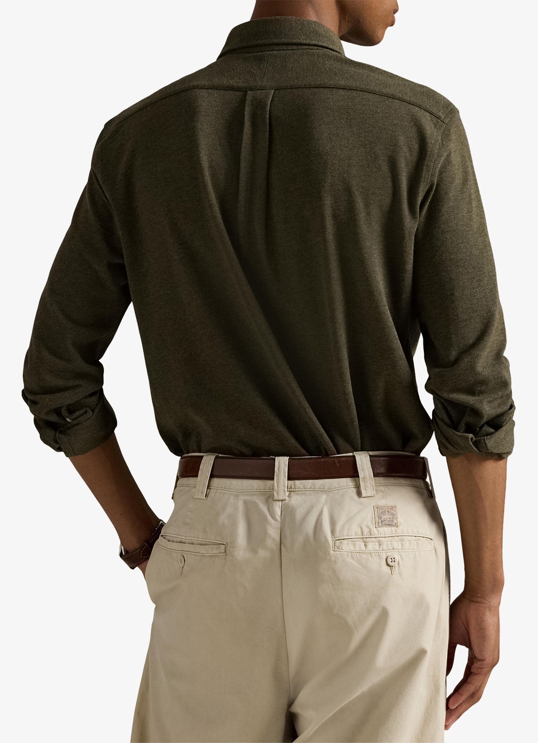 Ralph Lauren Overhemd van piqué katoen - achterkant 3 wilson olive heather / bruin