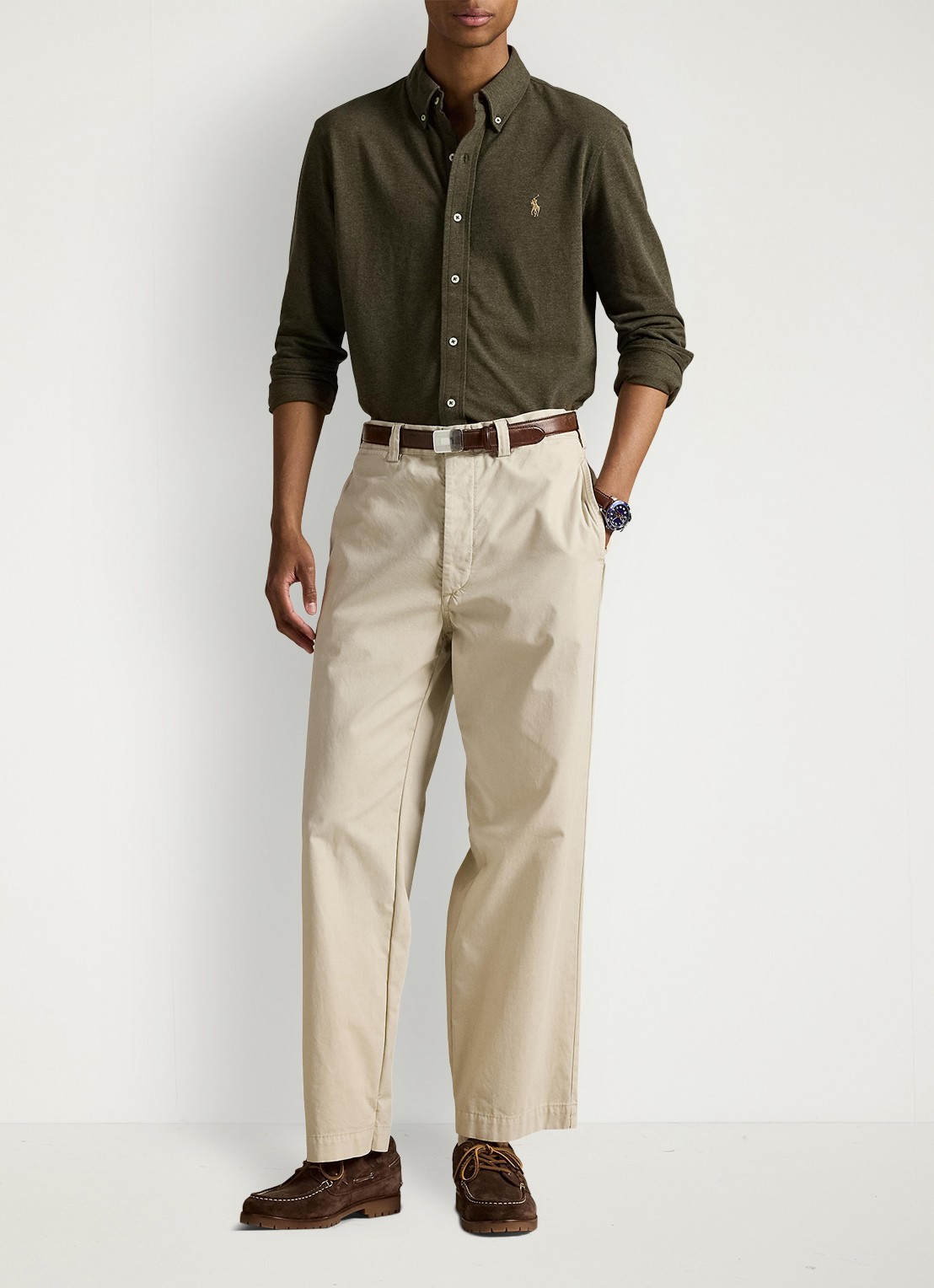 Ralph Lauren Overhemd van piqué katoen - voorkant 5 wilson olive heather / bruin