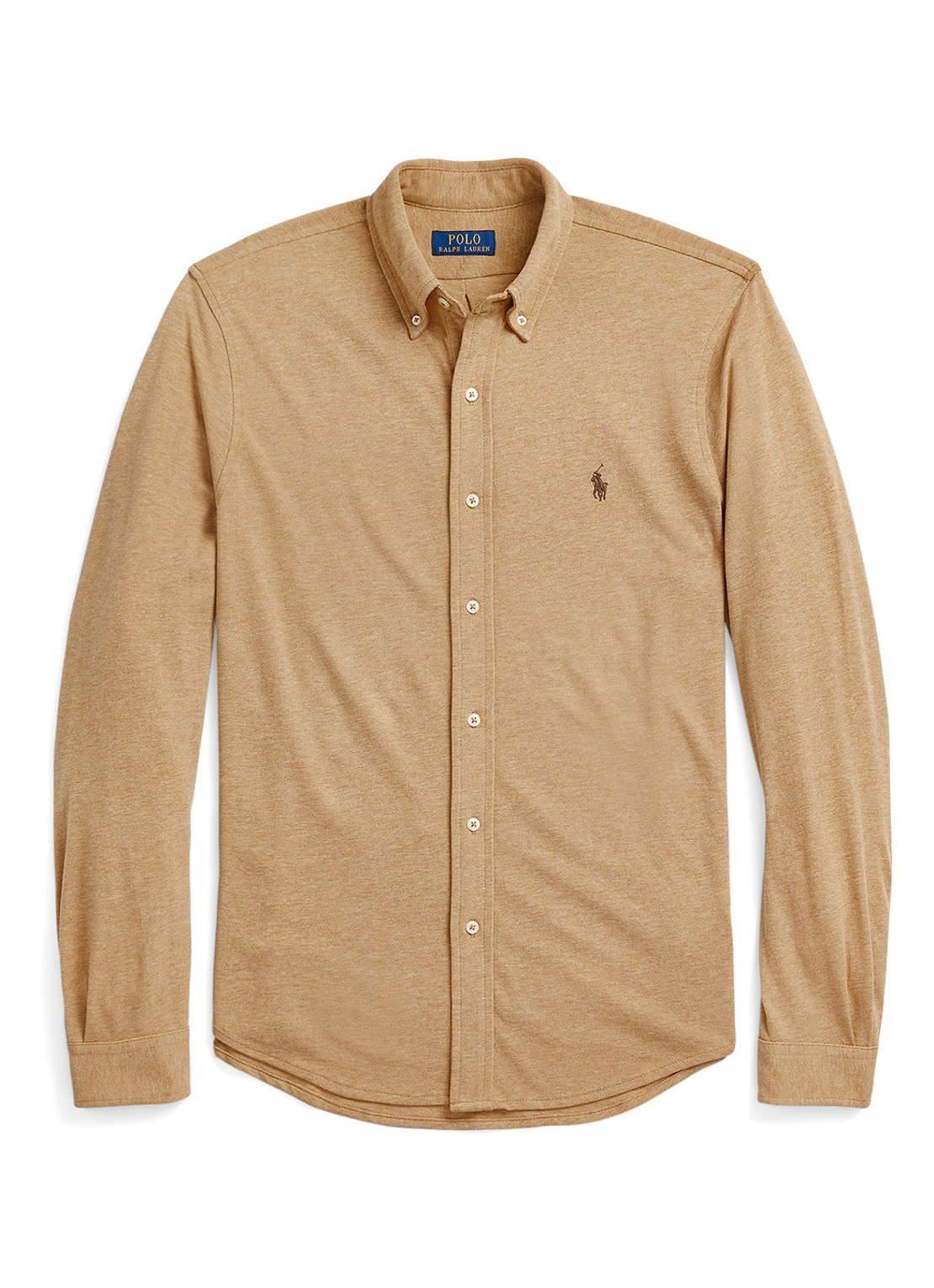 Ralph Lauren Overhemd van piqué katoen - voorkant classic camel heather / beige