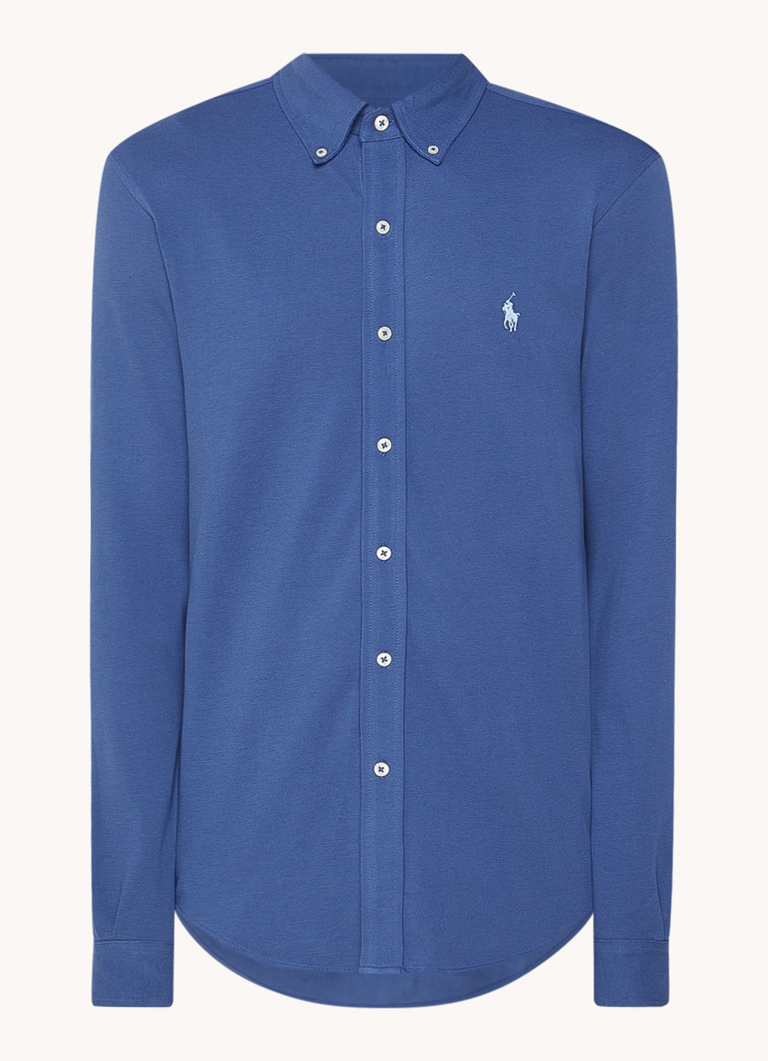 Ralph Lauren Overhemd van piqué katoen - voorkant 2 old royal / blauw